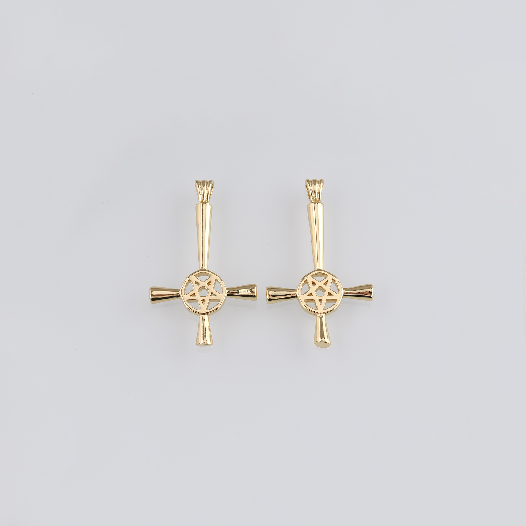 18K Gold Filled Cross Pendant,Religious Charm Earrings Necklace for DIY Jewelry Making Supply