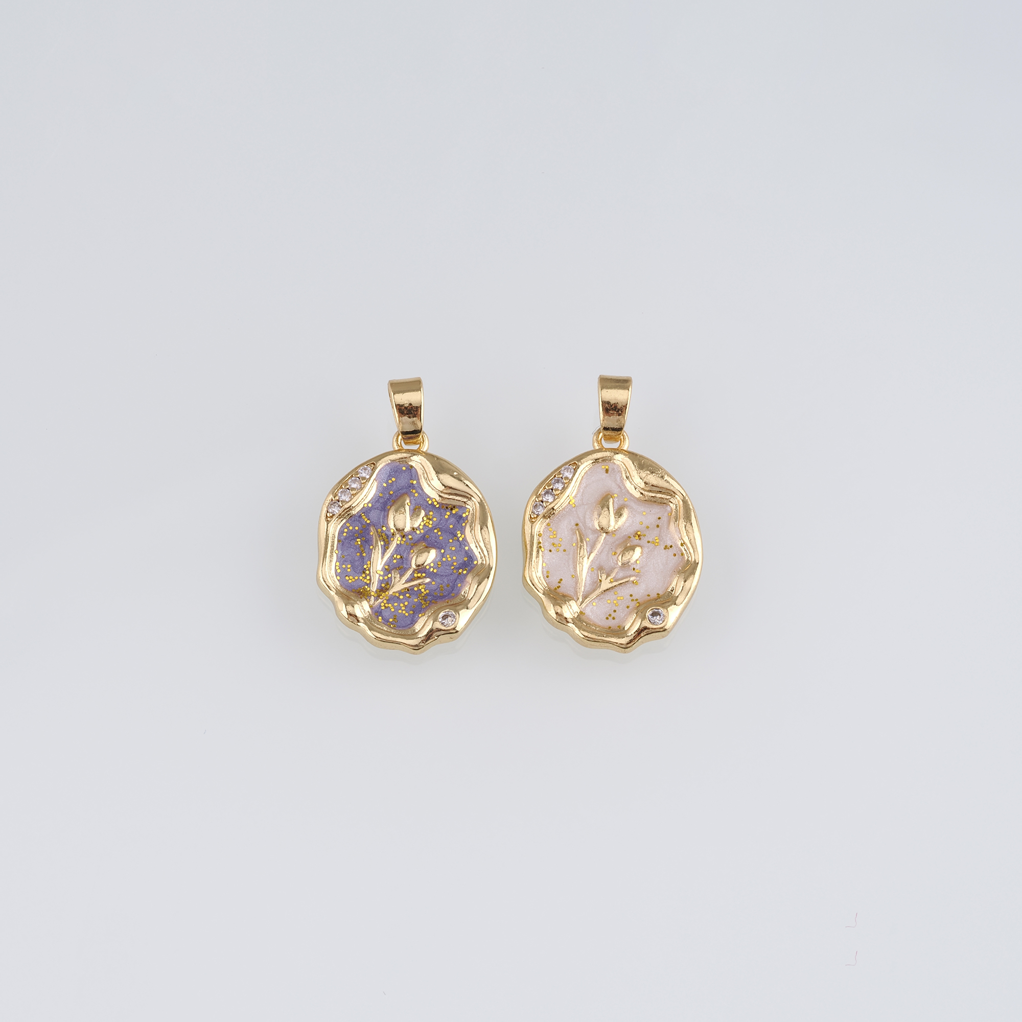 18K Gold Filled Tulip Pendant,Flower Charm,Enamel Tulip Earrings Necklace for DIY Jewelry Making Supply