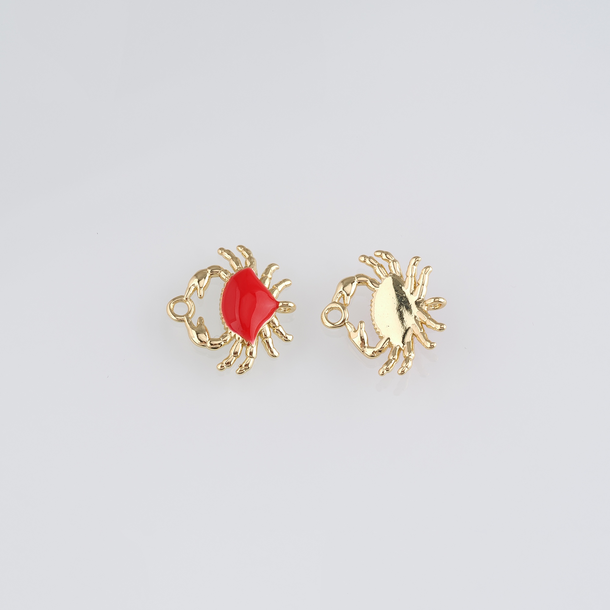 18K Gold Filled Crab Connector,Enamel Crab Charm Necklace Bracelet for DIY Jewelry Making Supply