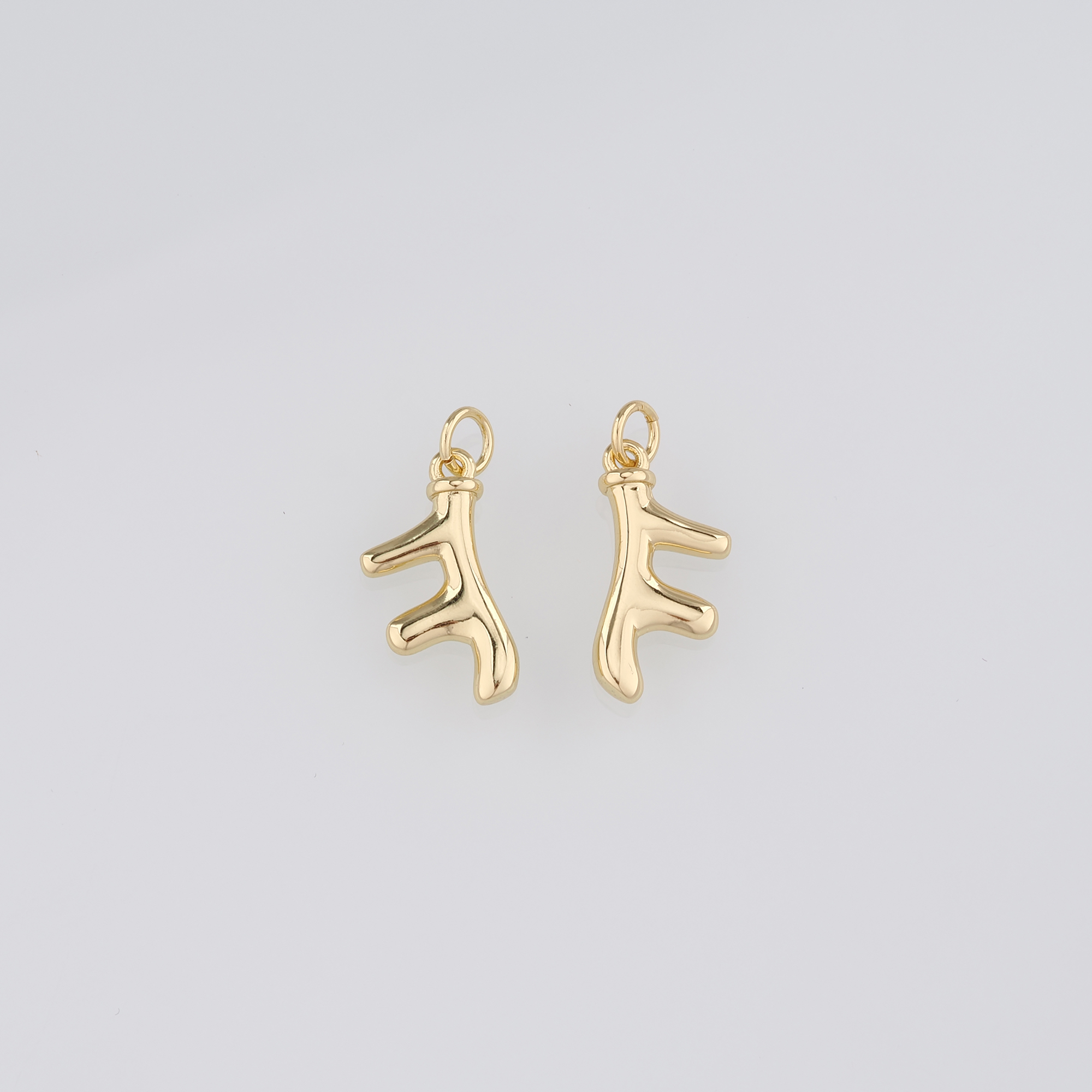 18K Gold Filled Antler Pendant,Dainty Elk Horn Charm Earrings Necklace for DIY Jewelry Making Supply