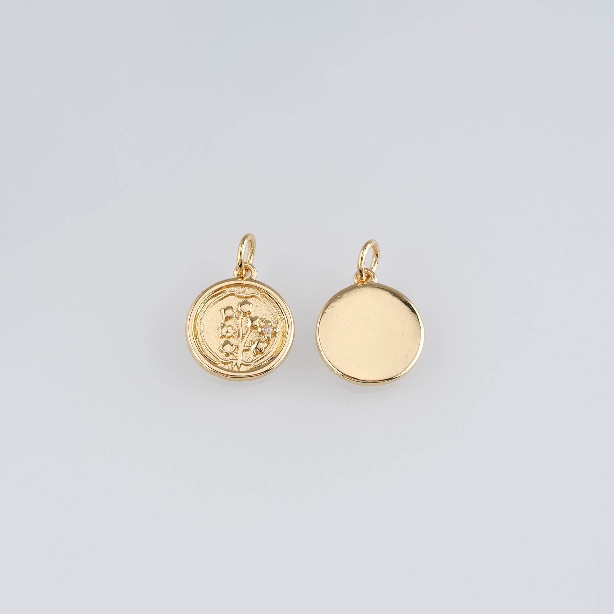 18K Gold Filled Flower Pendant,Dainty Flower Charm Earrings Necklace for DIY Jewelry Making Supply
