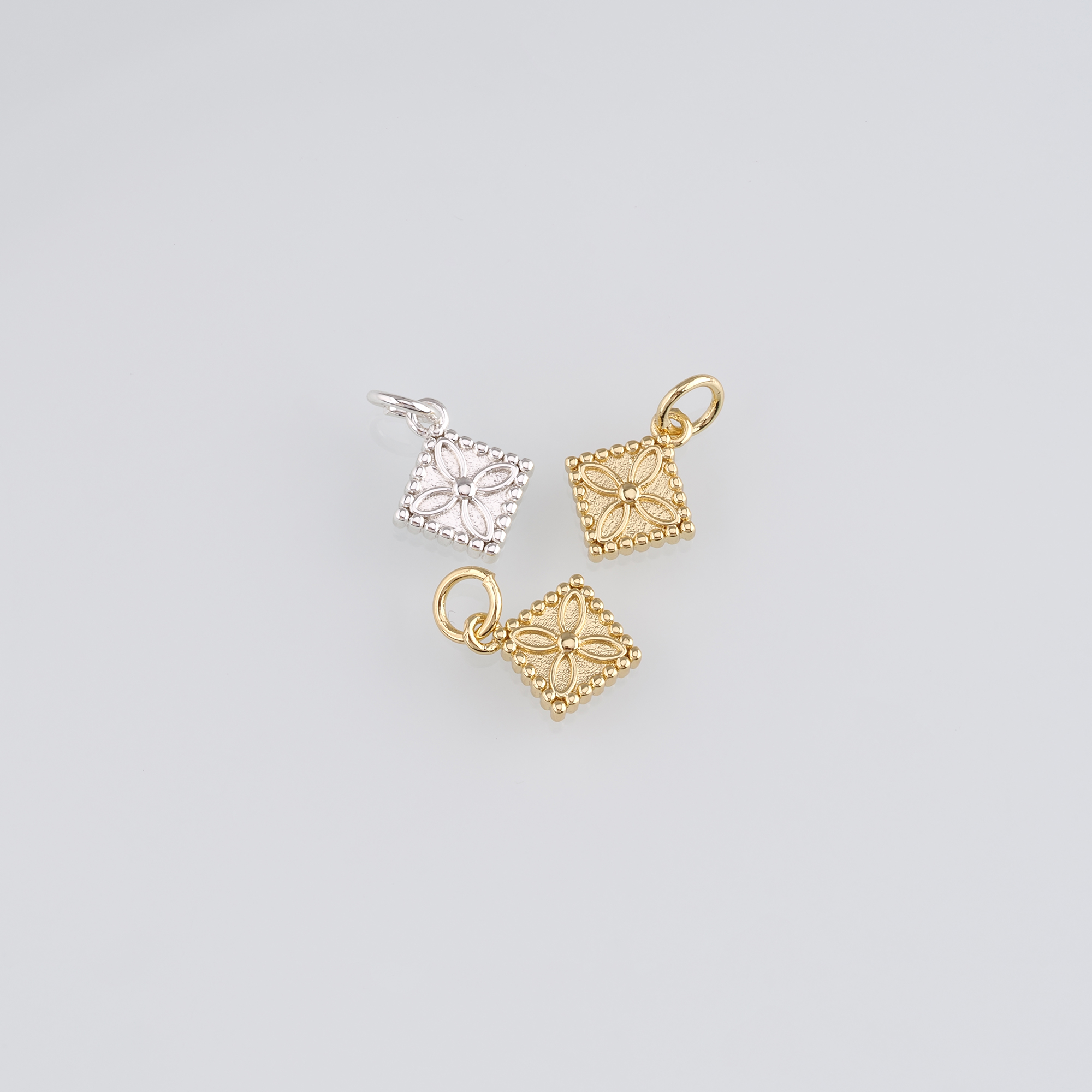 18K Gold Filled Flower Pendant,Dainty Flower Charm Earrings Necklace for DIY Jewelry Making Supply
