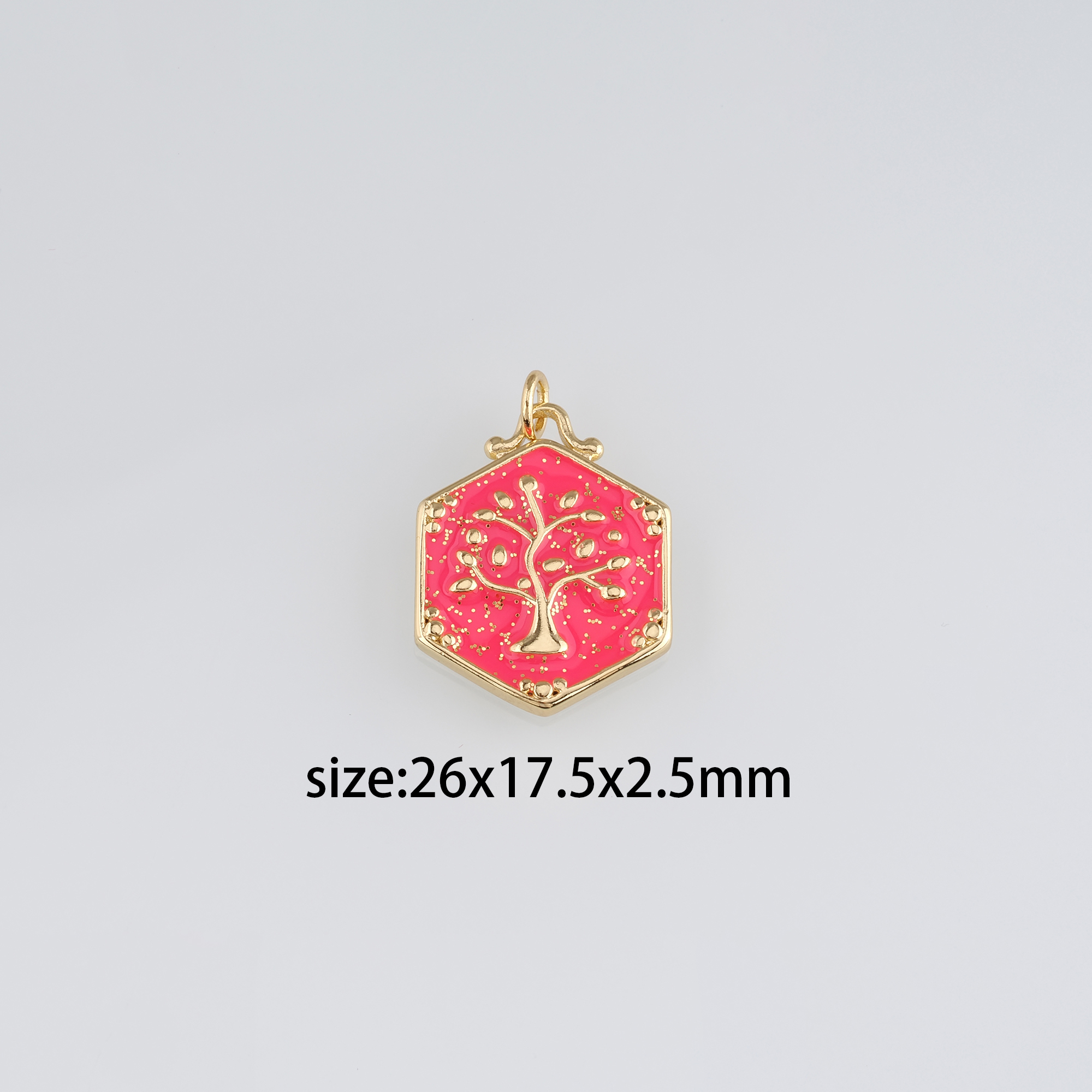 18K Gold Filled Tree of Life Pendant,Enamel Tree Charm Earrings Necklace for DIY Jewelry Making Supply