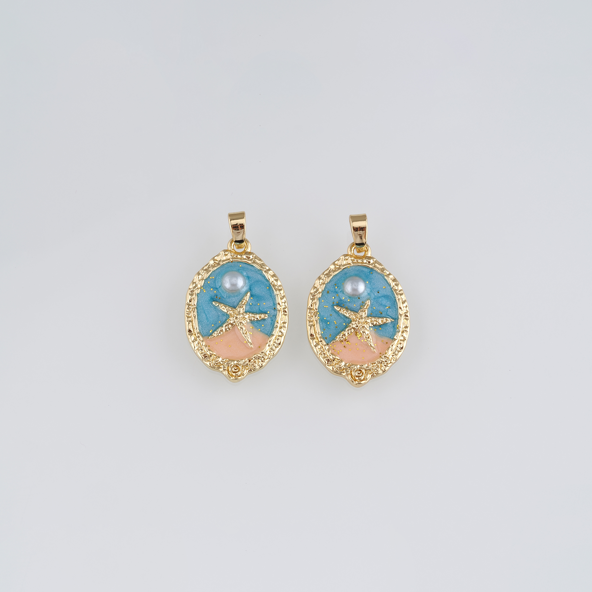 18K Gold Filled Starfish Pendant,Enamel Starfish Charm Earrings Necklace for DIY Jewelry Making Supply