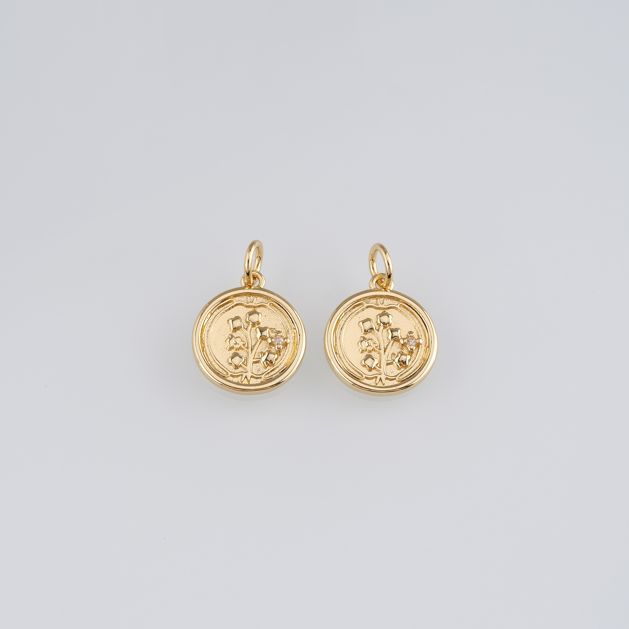 18K Gold Filled Flower Pendant,Dainty Flower Charm Earrings Necklace for DIY Jewelry Making Supply