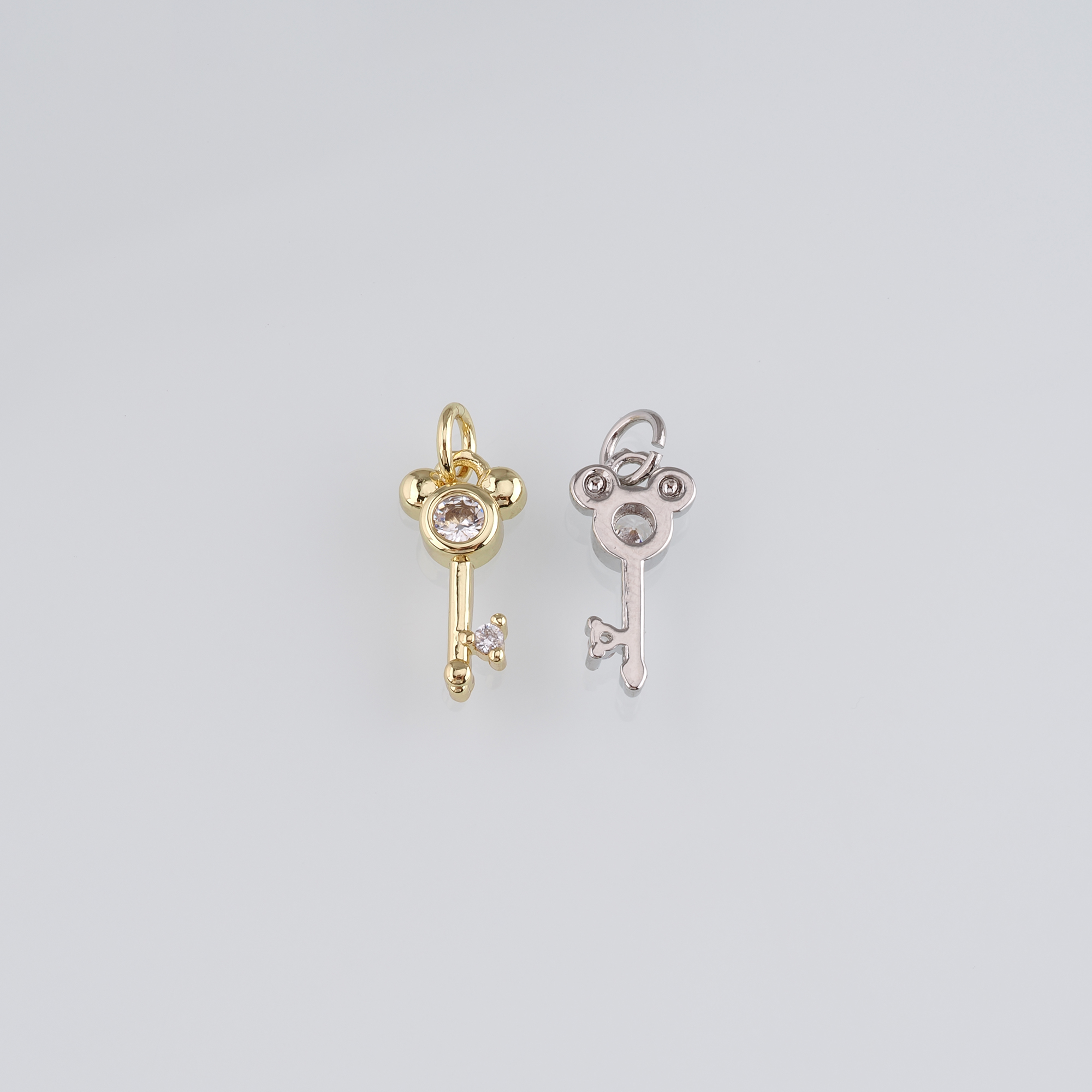 18K Gold Filled Key Pendant,CZ Micro Pave Key Charm Earrings Necklace for DIY Jewelry Making Supply