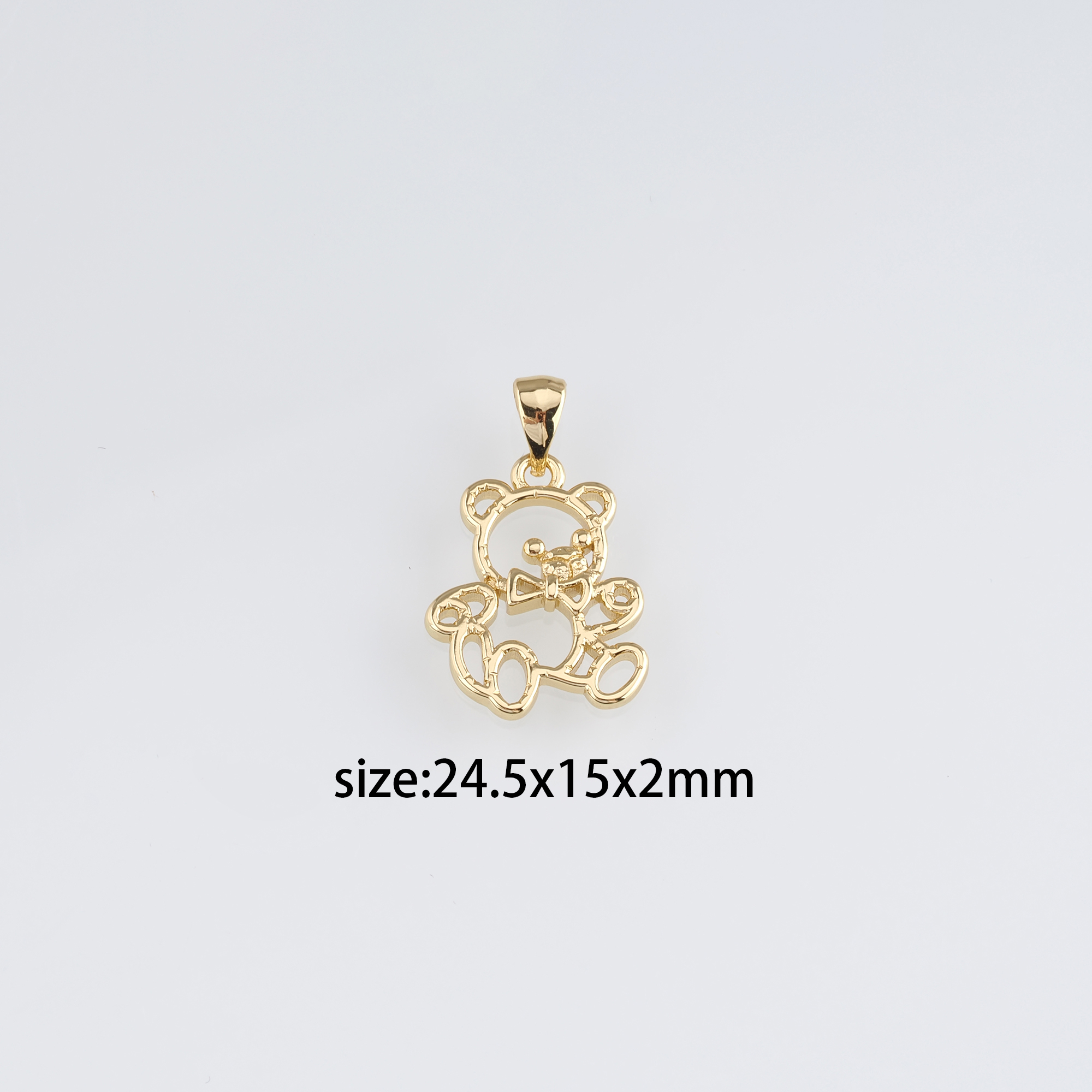 18K Gold Filled Bear Pendant,Dainty Bear Charm Earrings Necklace for DIY Jewelry Making Supply