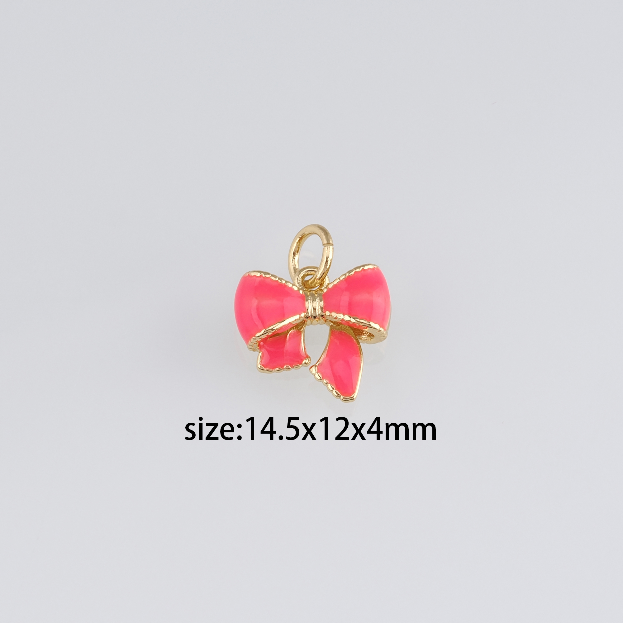 18K Gold Filled Bow Pendant,Enamel Bow Charm Earrings Necklace for DIY Jewelry Making Supply