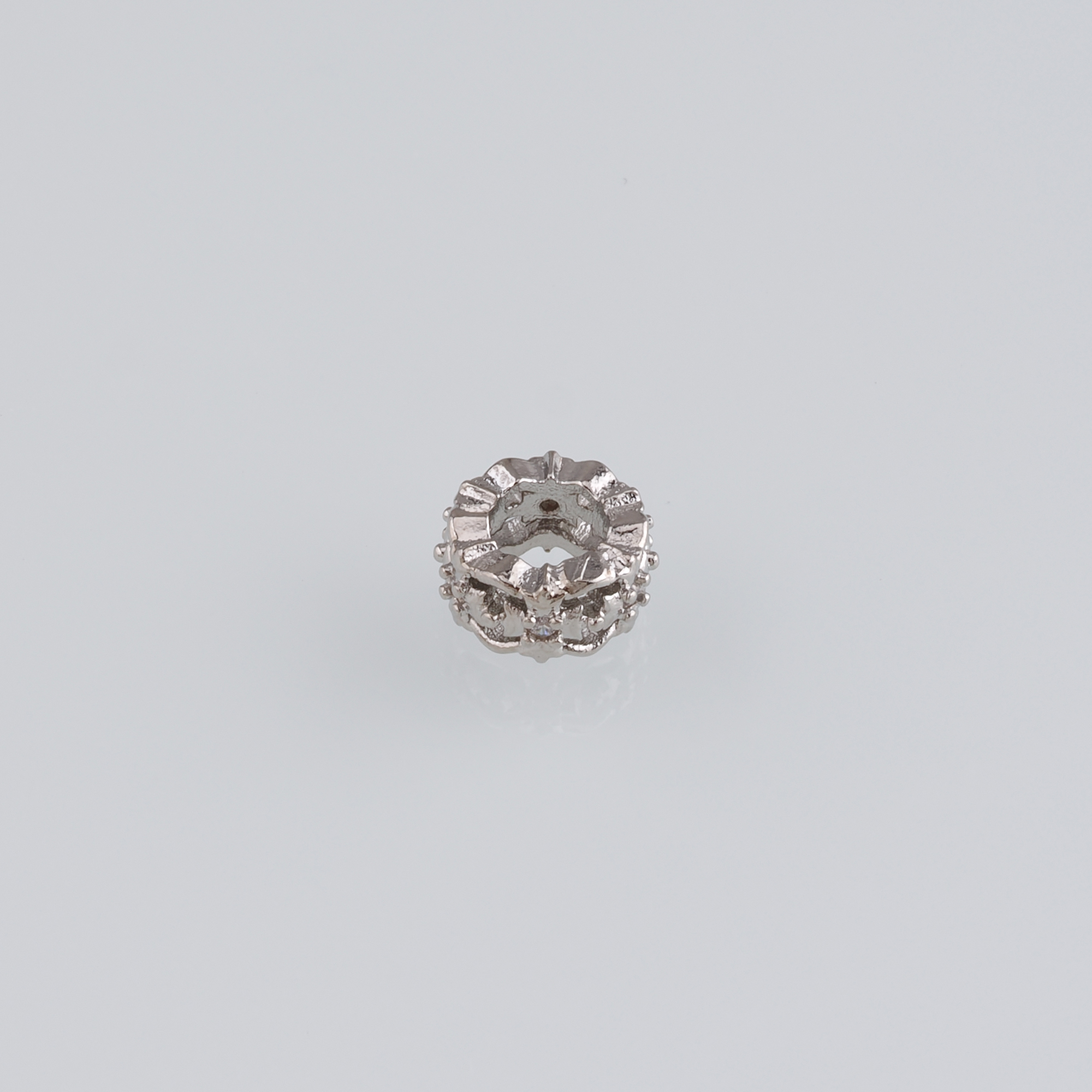 20Pcs 18K Gold Filled Flower Beads,CZ Micro Pave Round Flat Spacer Beads,DIY Jewelry Making Supply