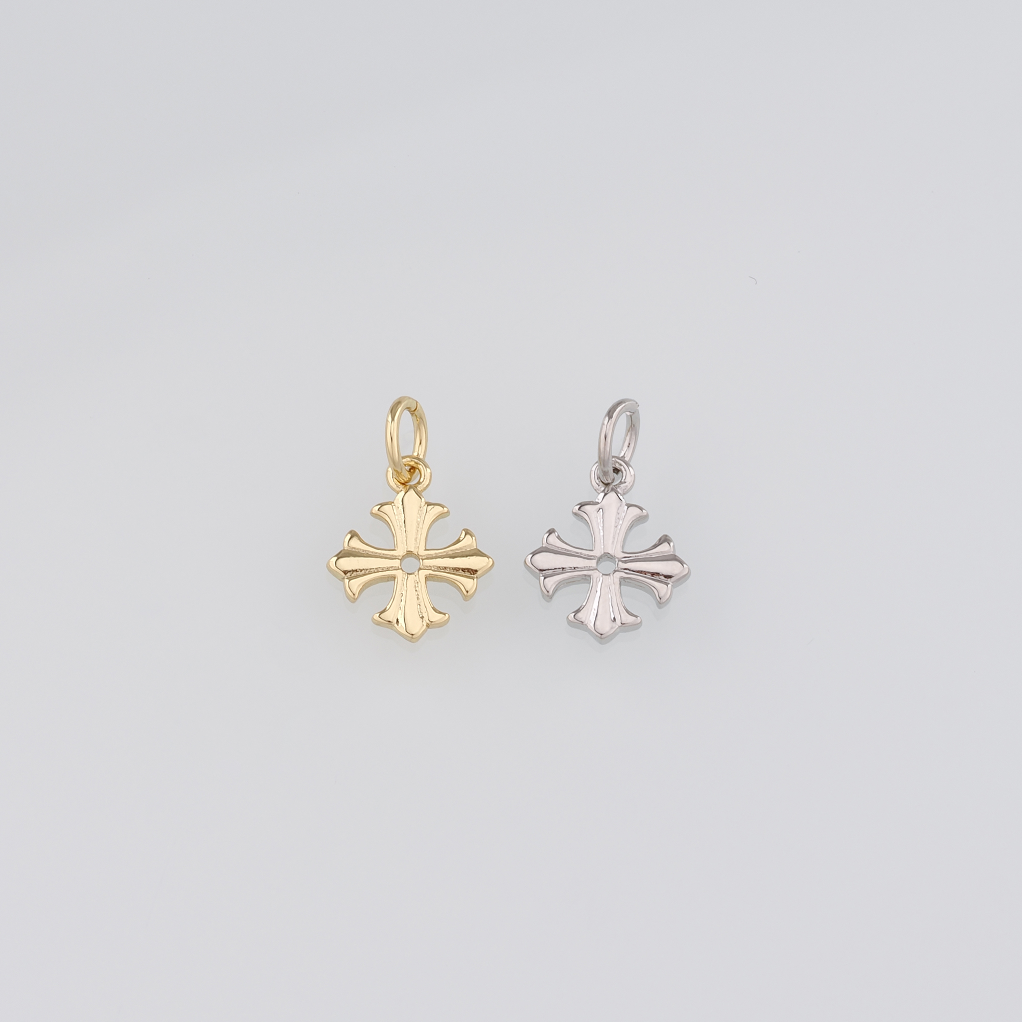18K Gold Filled Cross Pendant,Religious Charm Earrings Necklace for DIY Jewelry Making Supply