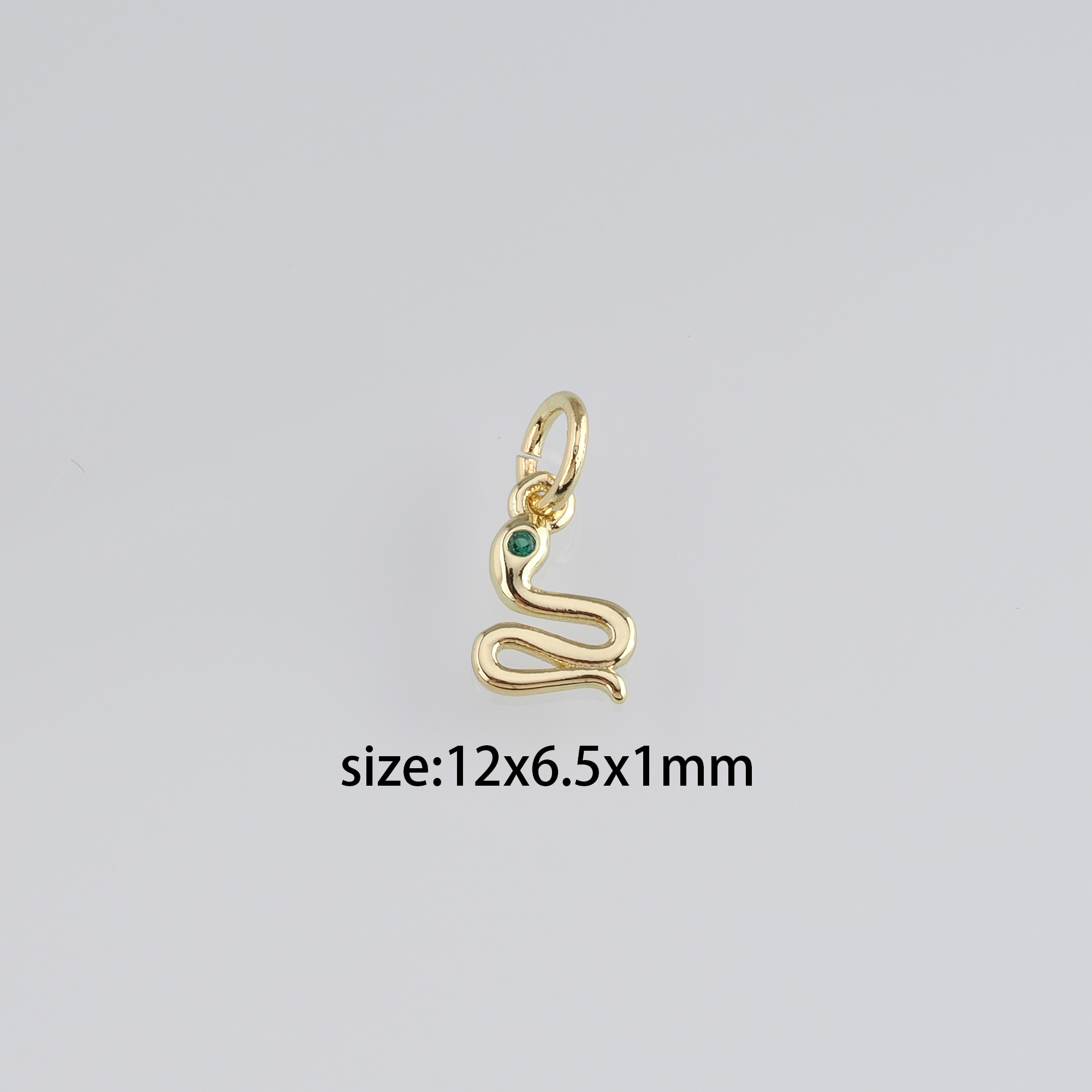 18K Gold Filled Snake Pendant,CZ Micro Pave Reptile Charm Earrings Necklace for DIY Jewelry Making Supply