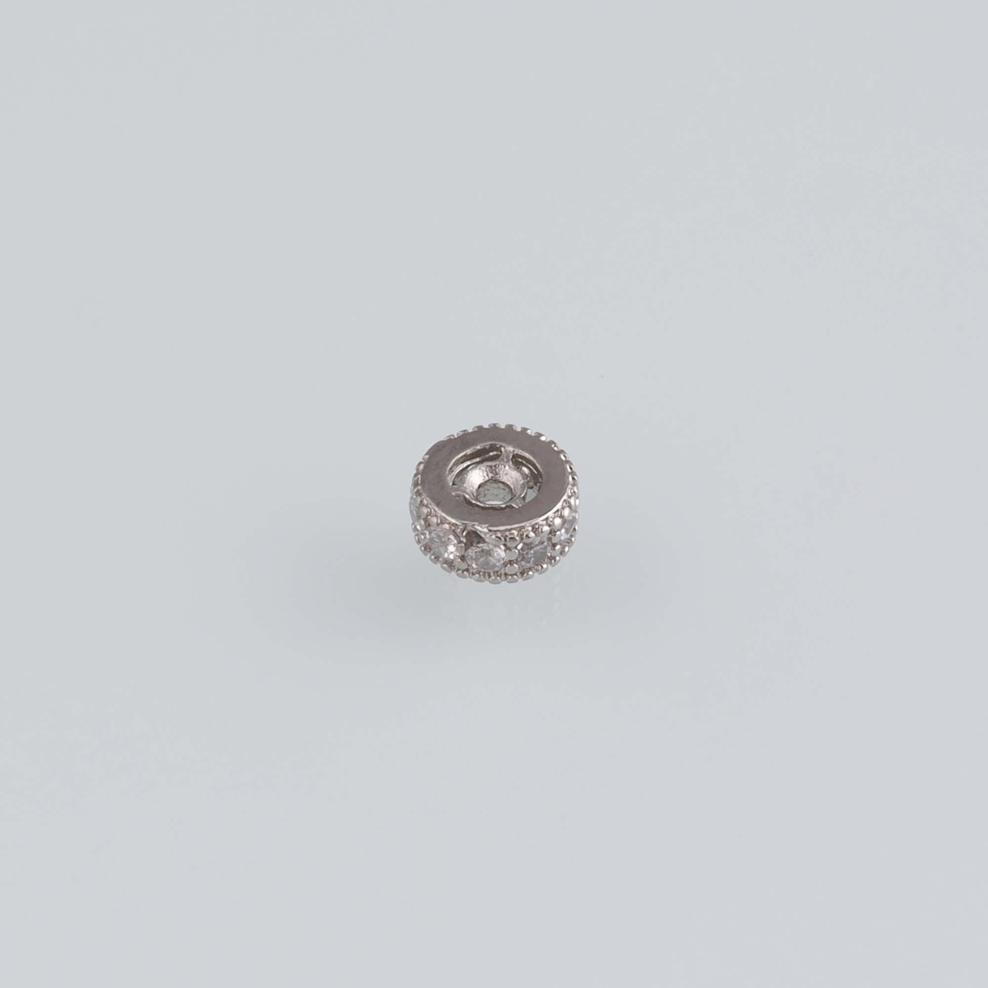 10Pcs 18K Gold Filled Round Flat Spacer Beads,CZ Micro Pave Round Spacer Beads,DIY Jewelry Making Supply