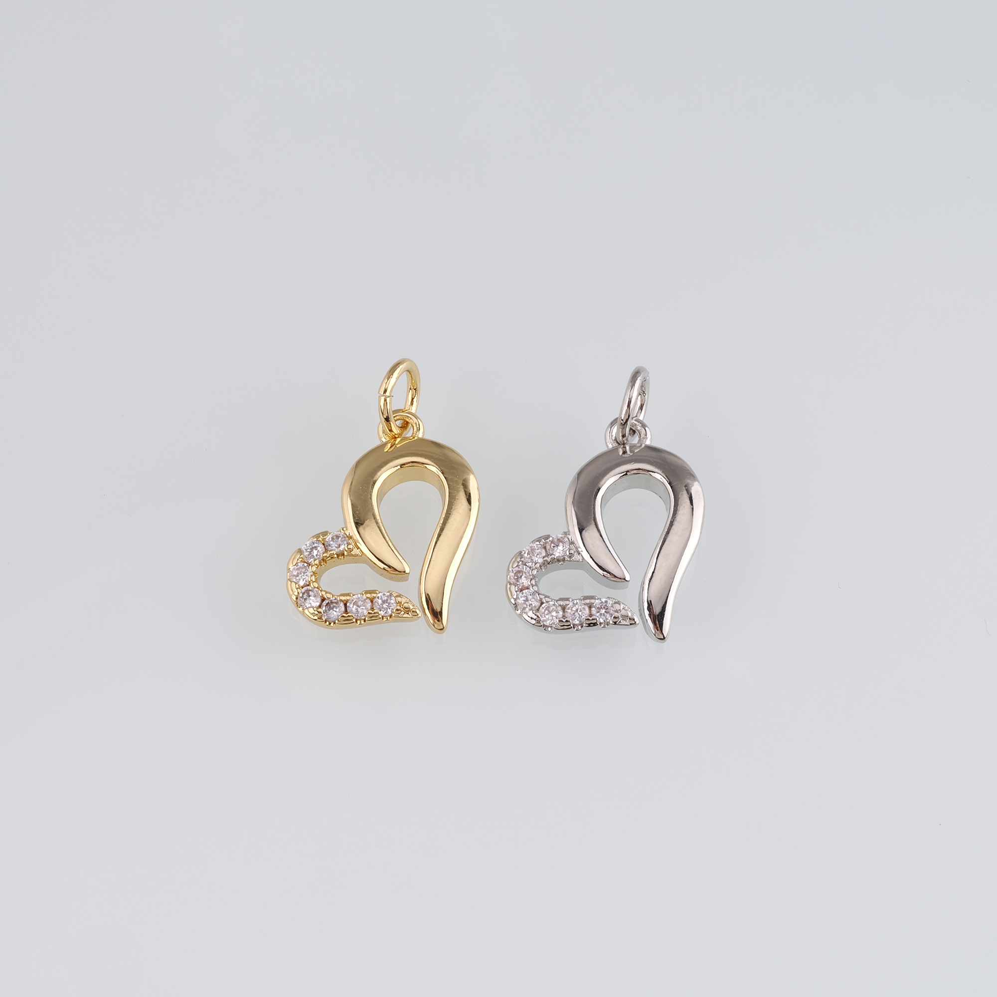 18K Gold Filled Heart Pendant,CZ Micro Pave Heart Charm Earrings Necklace for DIY Jewelry Making Supply