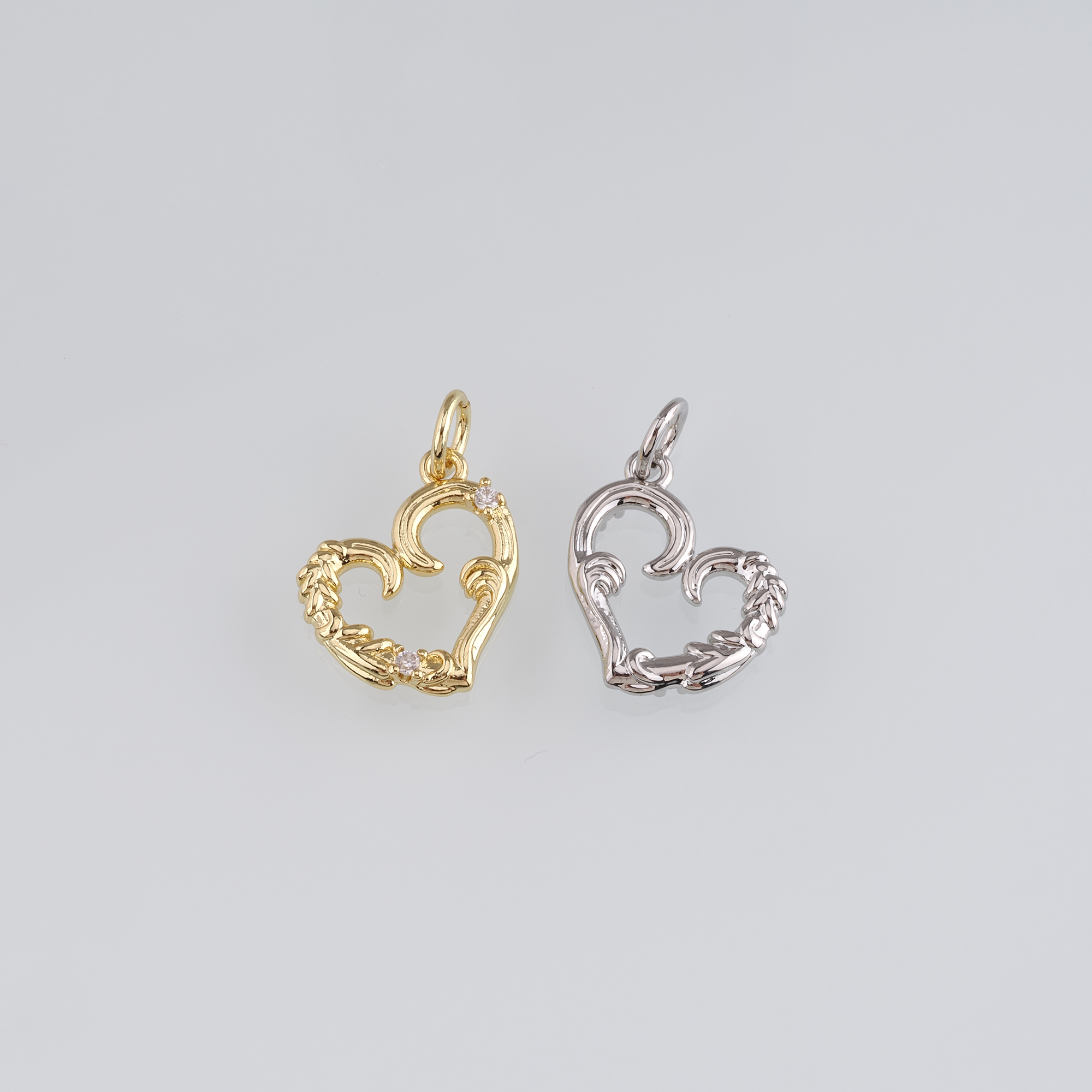 18K Gold Filled Heart Pendant,CZ Micro Pave Heart Charm Earrings Necklace for DIY Jewelry Making Supply
