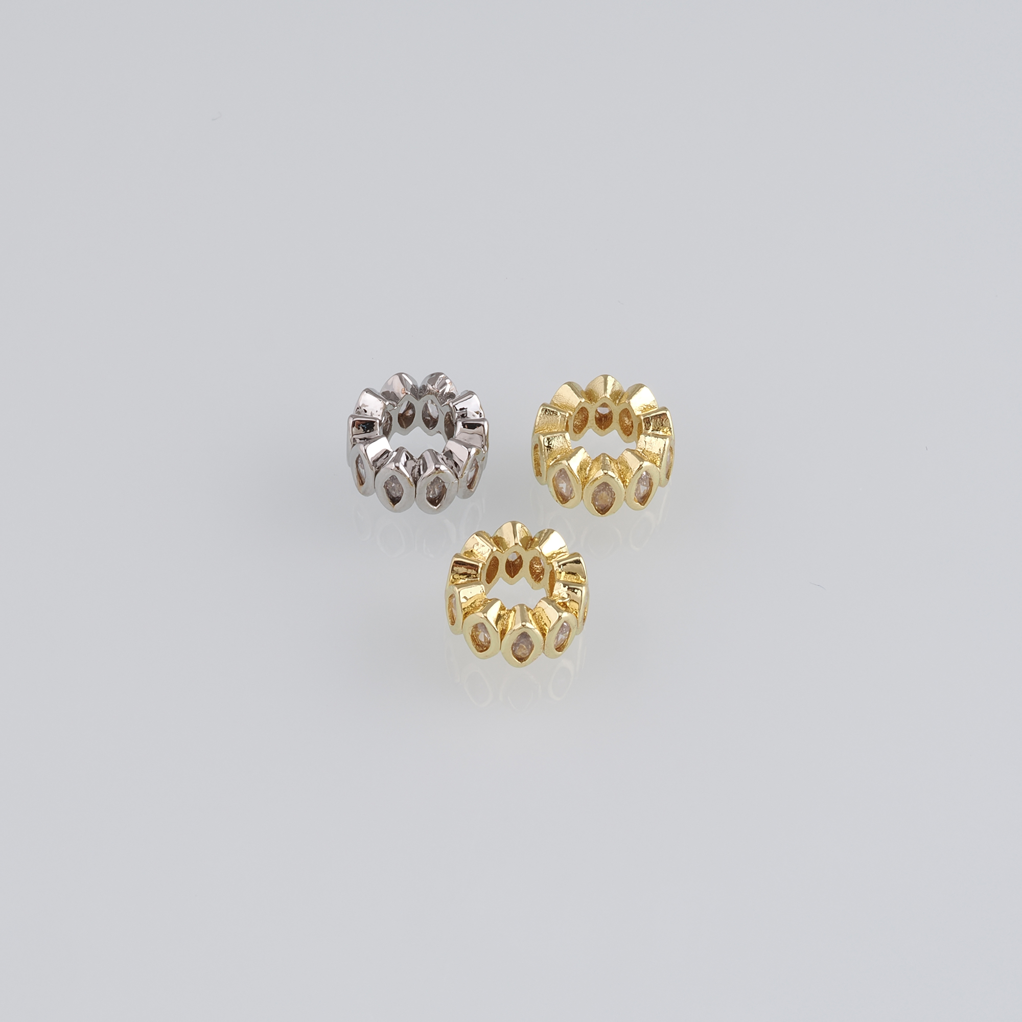 10Pcs 18K Gold Filled Round Spacer Beads,CZ Micro Pave Eye Spacer Beads,DIY Jewelry Making Supply