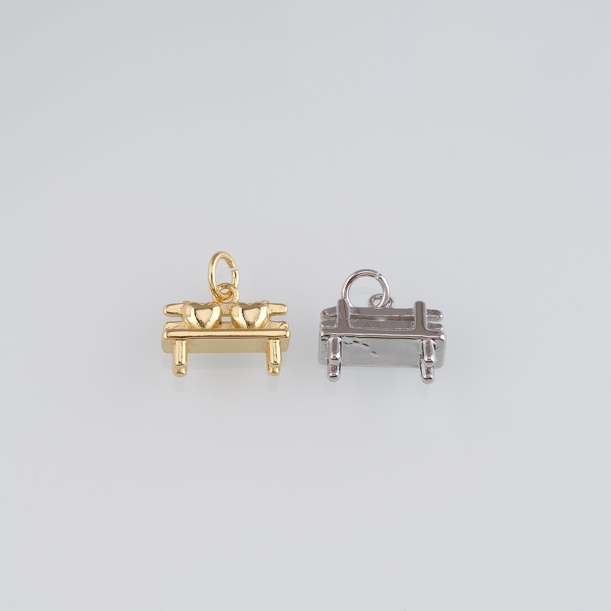 18K Gold Filled Heart Bench Pendant,Park Bench Charm Earrings Necklace for DIY Jewelry Making Supply