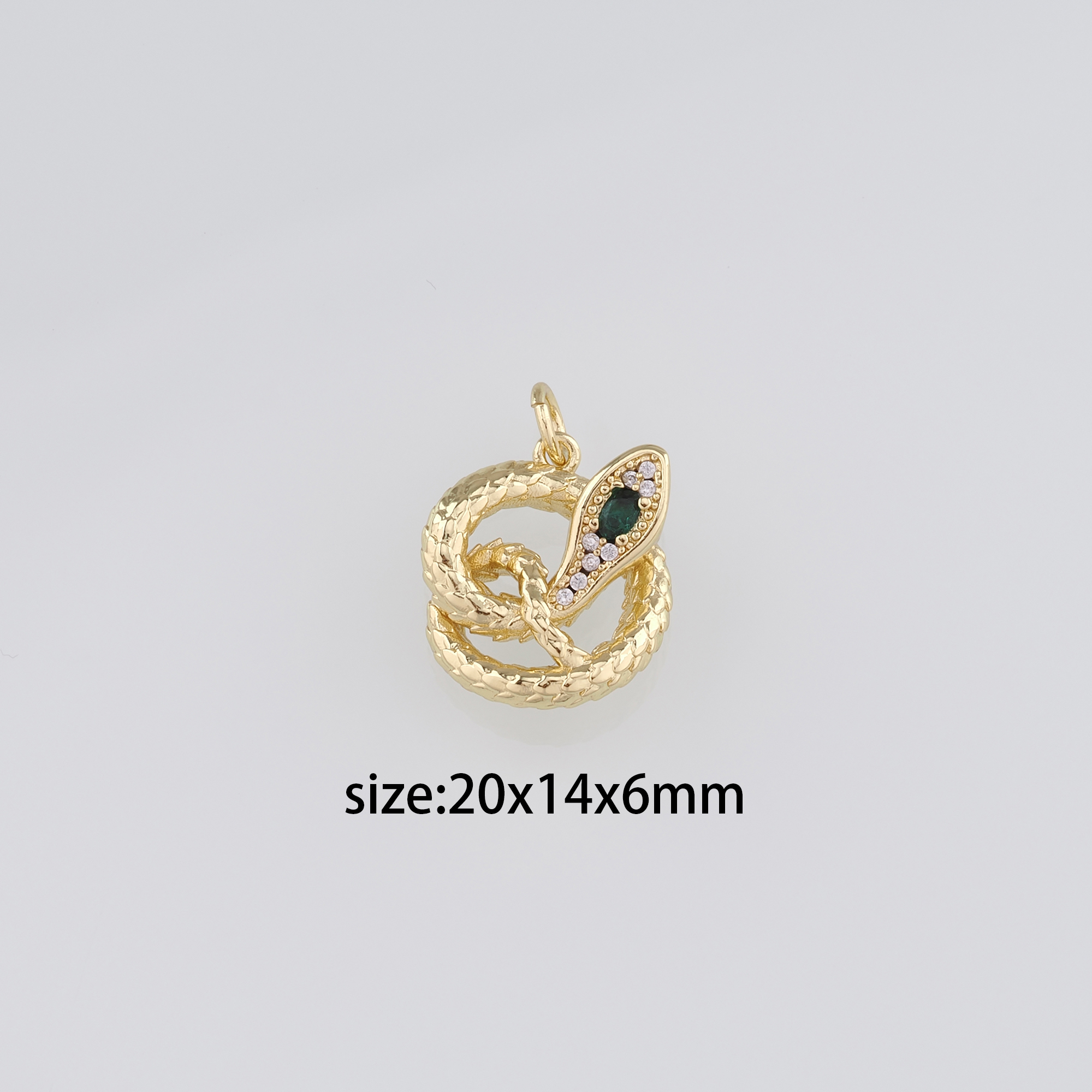 18K Gold Filled Snake Pendant,CZ Micro Pave Reptile Charm Earrings Necklace for DIY Jewelry Making Supply