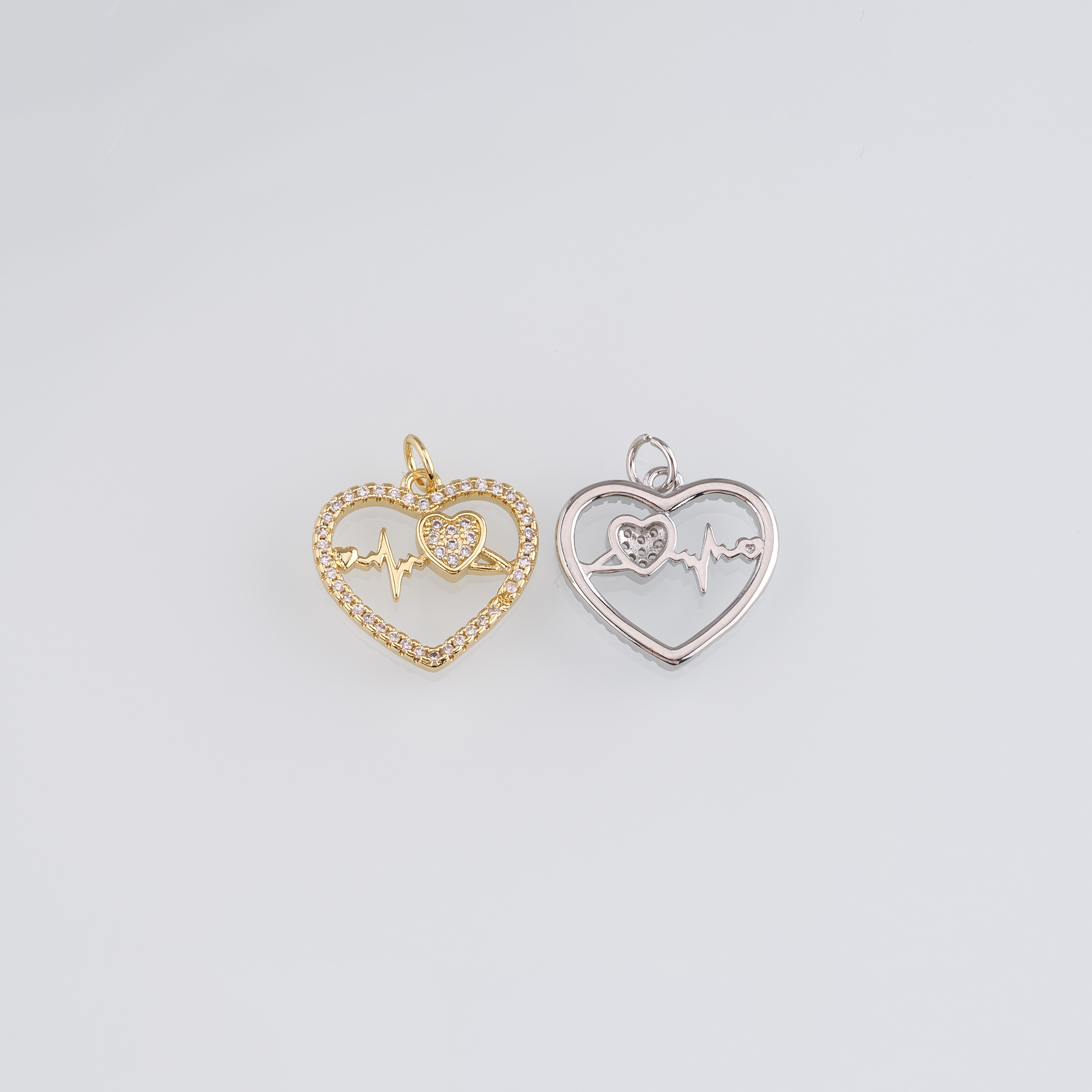 18K Gold Filled Heart Pendant,CZ Micro Pave Heart Charm Earrings Necklace for DIY Jewelry Making Supply