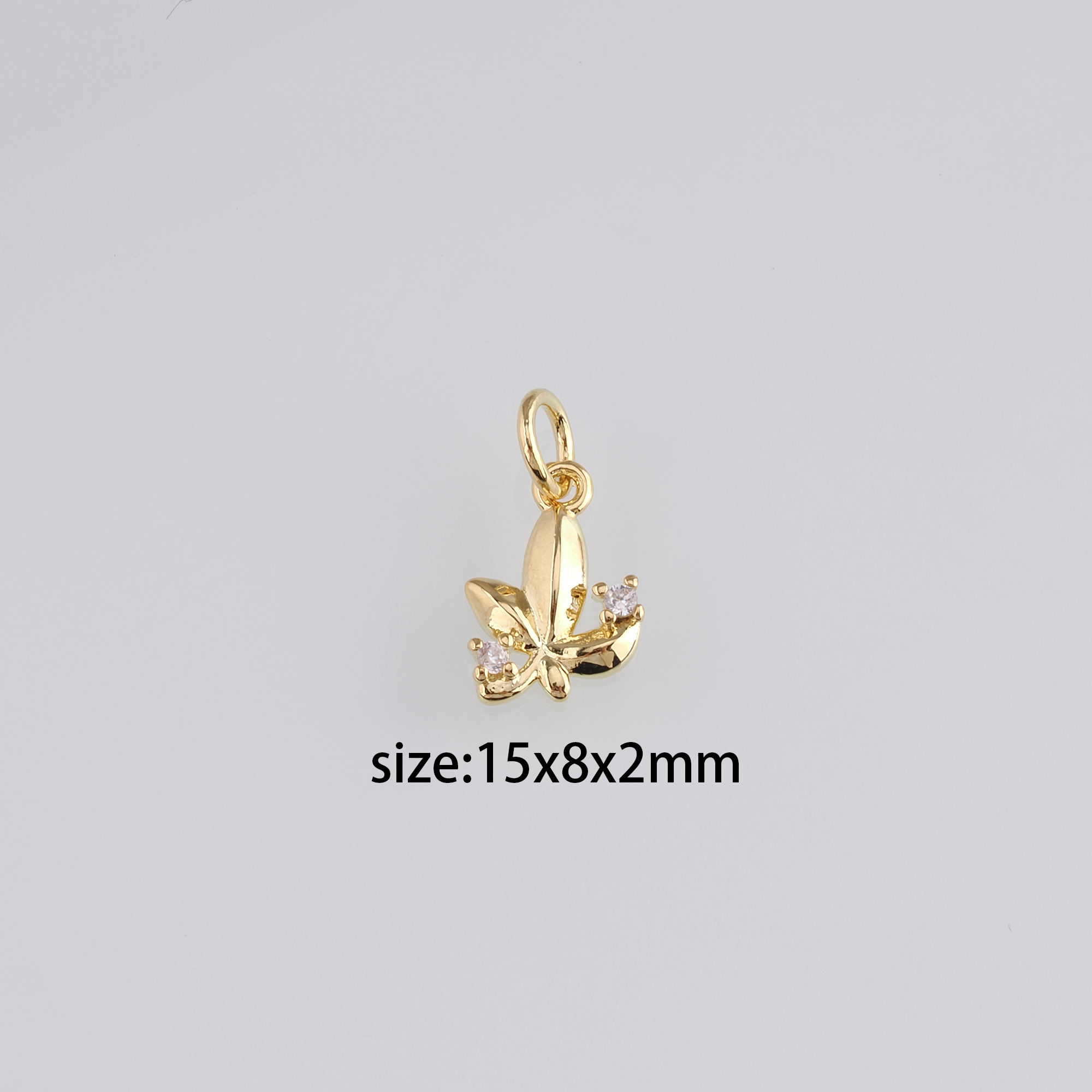 18K Gold Filled Maple Leaf Pendant,CZ Micro Pave Leaf Charm Earrings Necklace for DIY Jewelry Making Supply