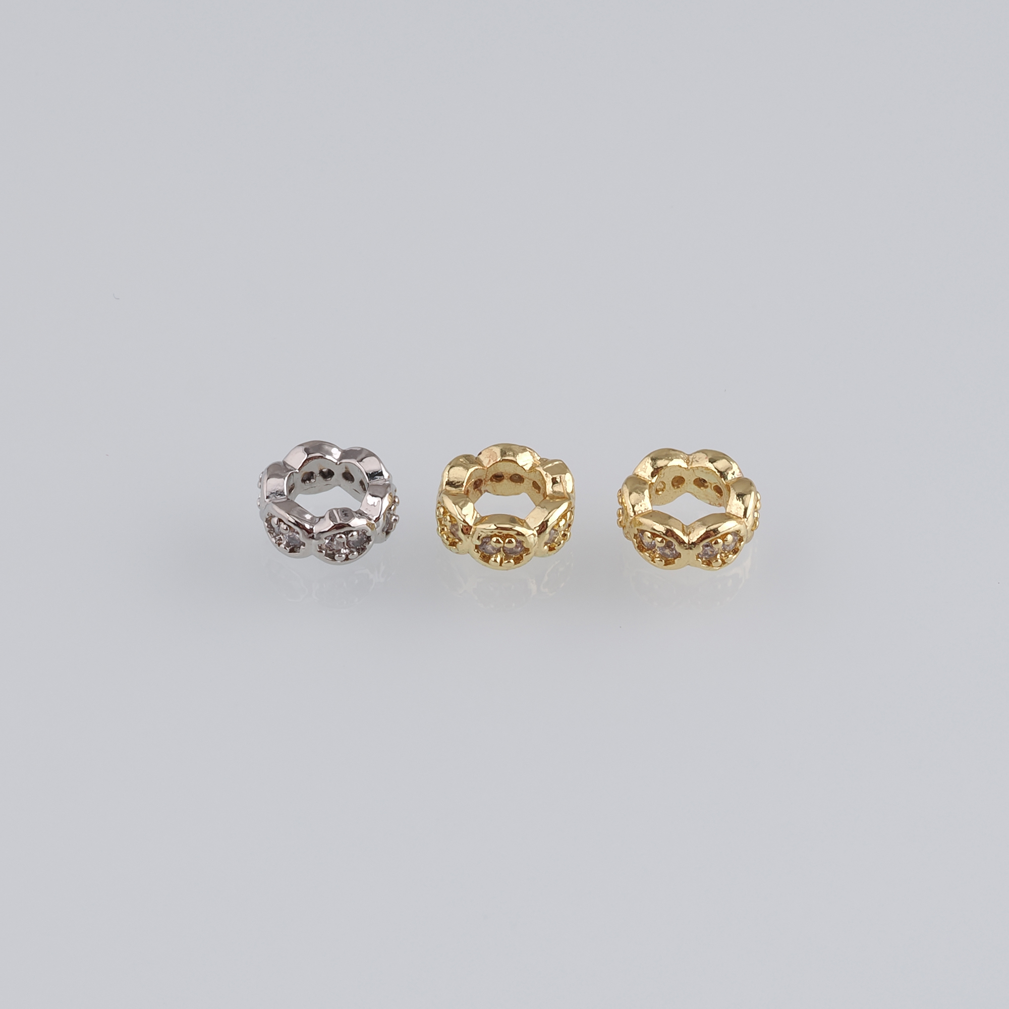 20pcs 18K Gold Filled Round Spacer Beads,CZ Micro Pave Large Hole Beads for Bracelet Jewelry Necklace Making Supply