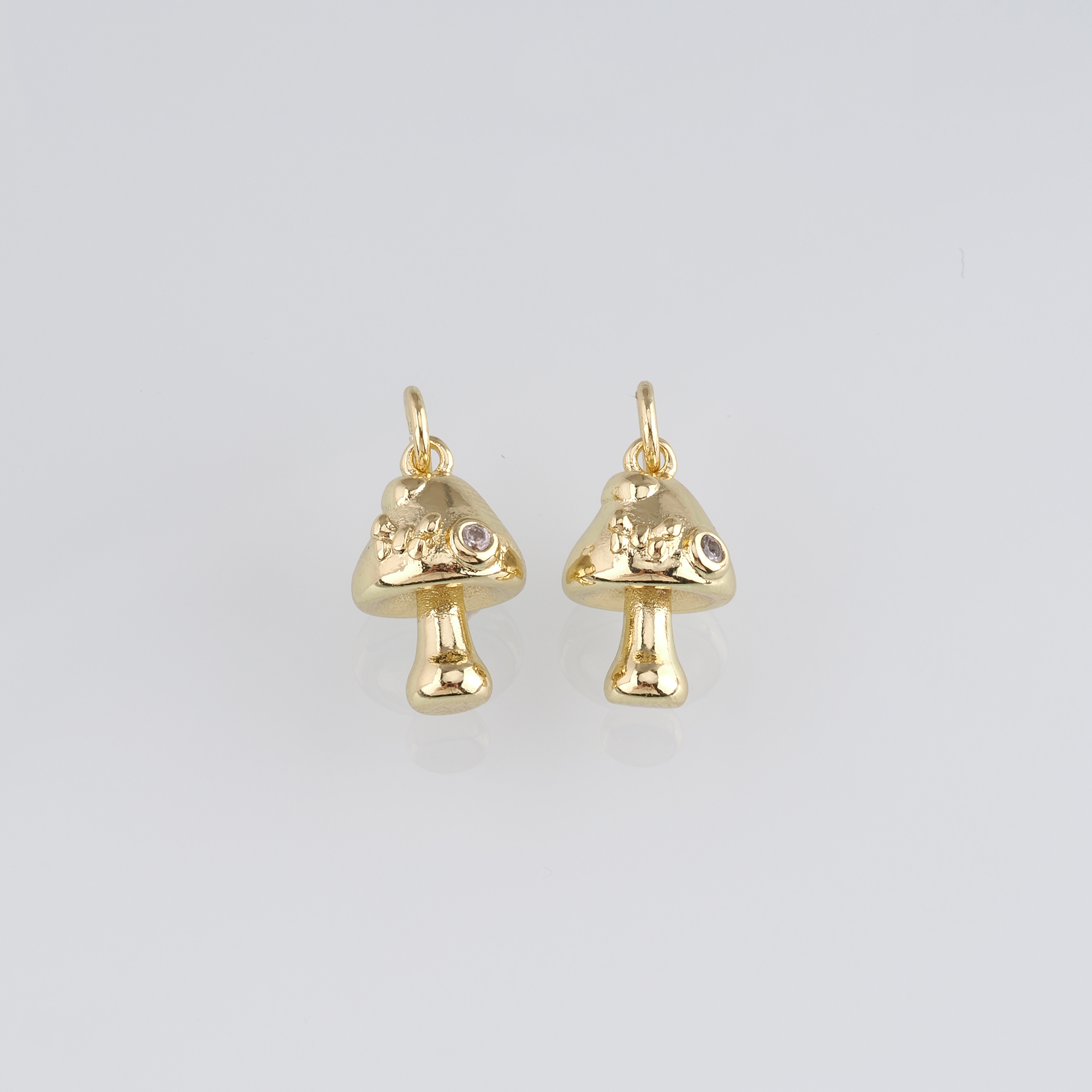 18K Gold Filled Mushroom Pendant,CZ Micro Pave Mushroom Charm Earrings Necklace for DIY Jewelry Making Supply