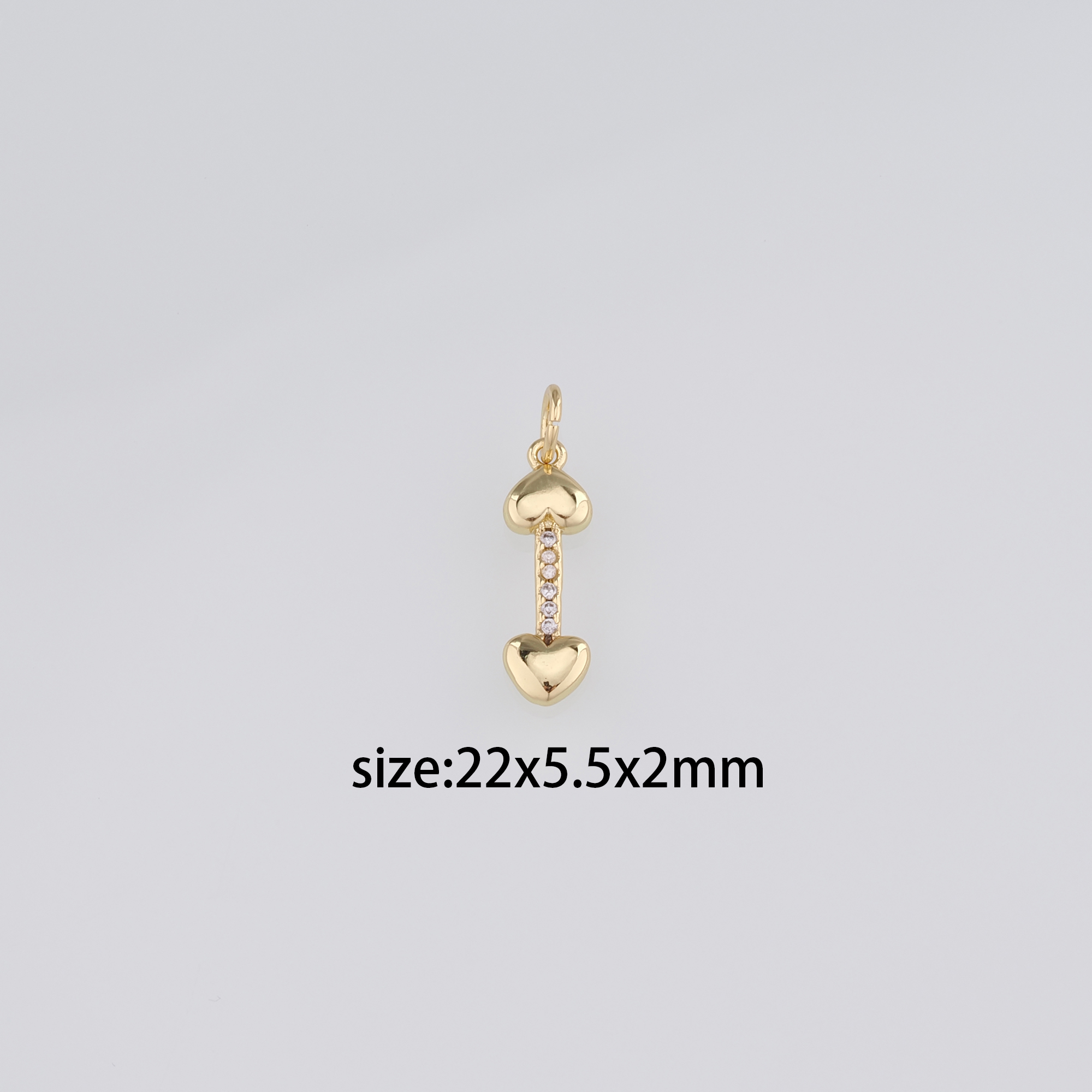 CZ Micro Pave Heart Pendant,18K Gold Filled Heart Arrow Charm Earrings Necklace for DIY Jewelry Making Supply