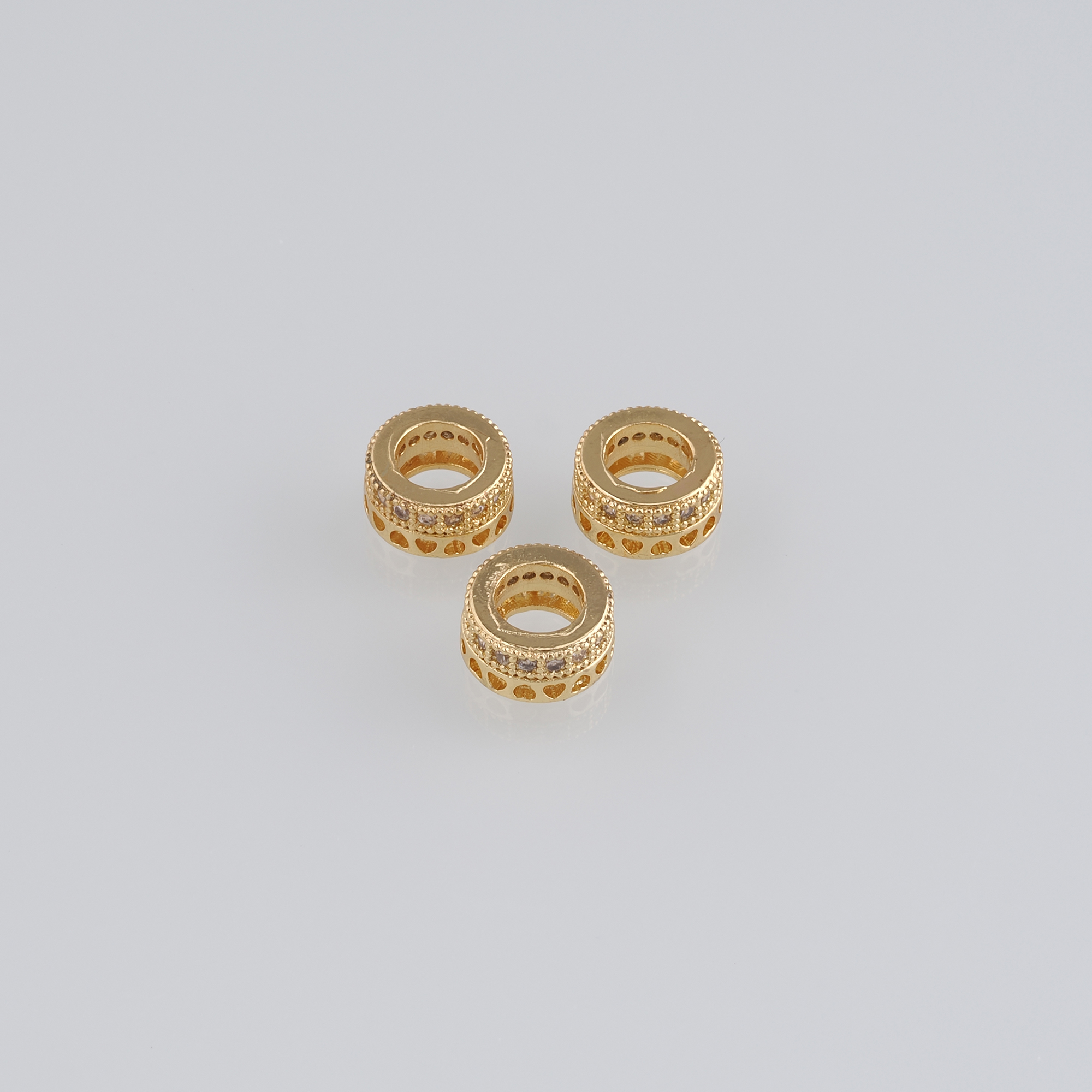 10Pcs 18K Gold Filled Heart Spacer Beads,CZ Micro Pave Heart Beads,DIY Jewelry Making Supply