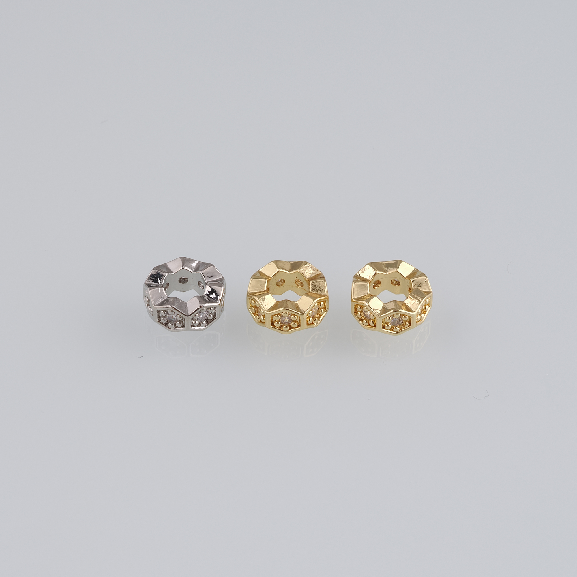 20Pcs 18K Gold Filled Hexagon Spacer Beads,CZ Micro Pave Hexagon Beads,DIY Jewelry Making Supply