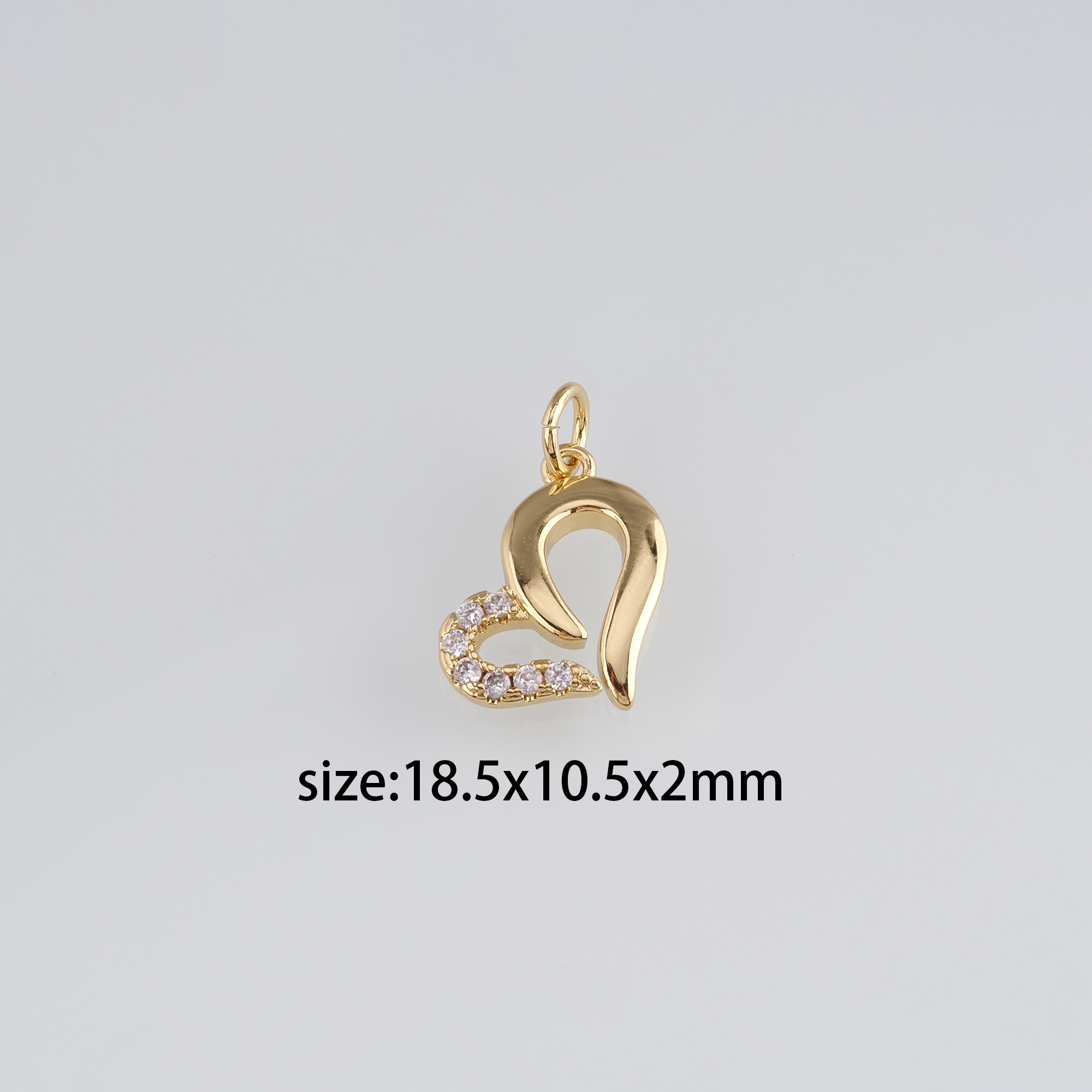 18K Gold Filled Heart Pendant,CZ Micro Pave Heart Charm Earrings Necklace for DIY Jewelry Making Supply