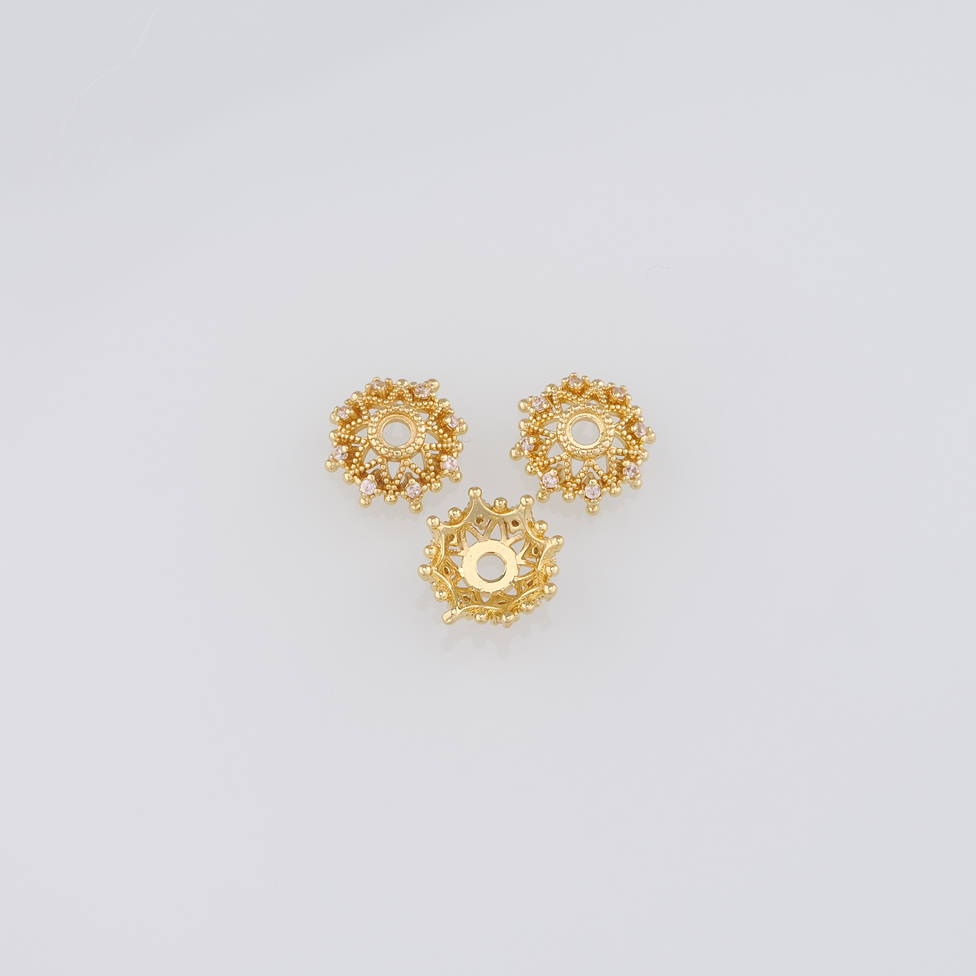 10Pcs 18K Gold Filled Flower Bead Caps,Pearl Caps,CZ Micro Pave Flower Caps,DIY Jewelry Making Supply