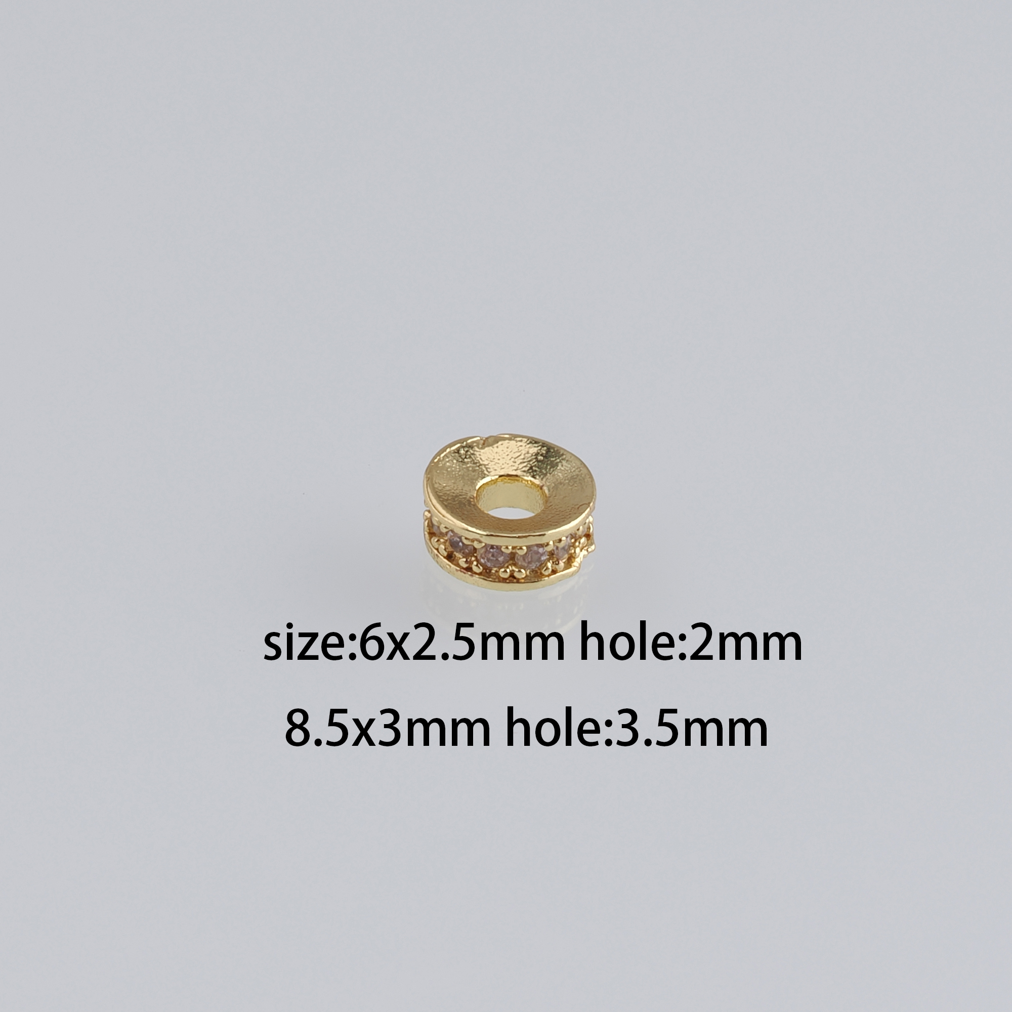 20Pcs 18K Gold Filled Round Flat Beads,CZ Micro Pave Flat Spacer Beads,DIY Jewelry Making Supply