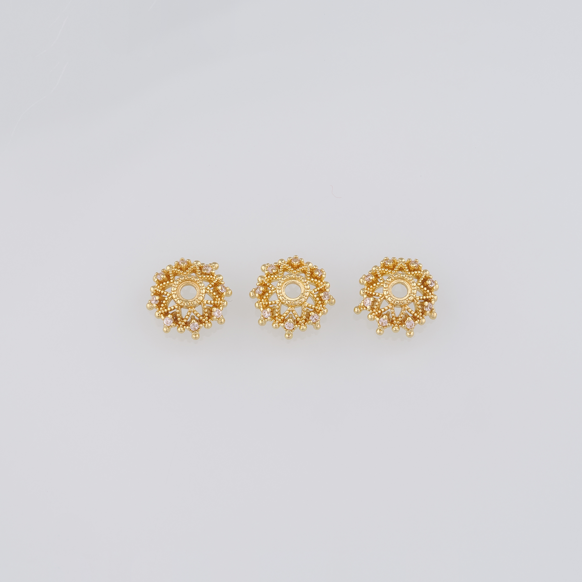10Pcs 18K Gold Filled Flower Bead Caps,Pearl Caps,CZ Micro Pave Flower Caps,DIY Jewelry Making Supply