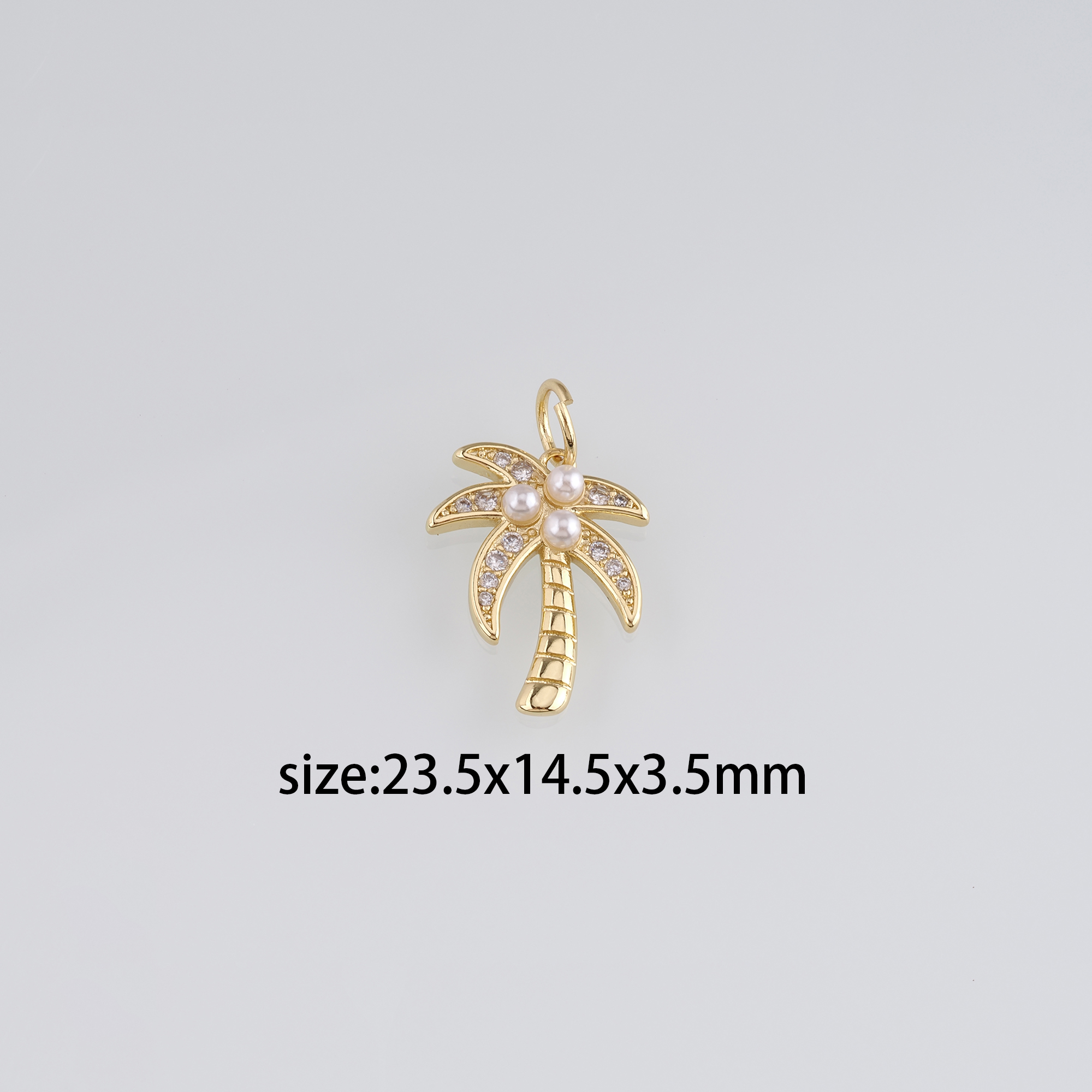 18K Gold Filled Coconut Tree Pendant,CZ Micro Pave Palm Tree Charm Earrings Necklace for DIY Jewelry Making Supply