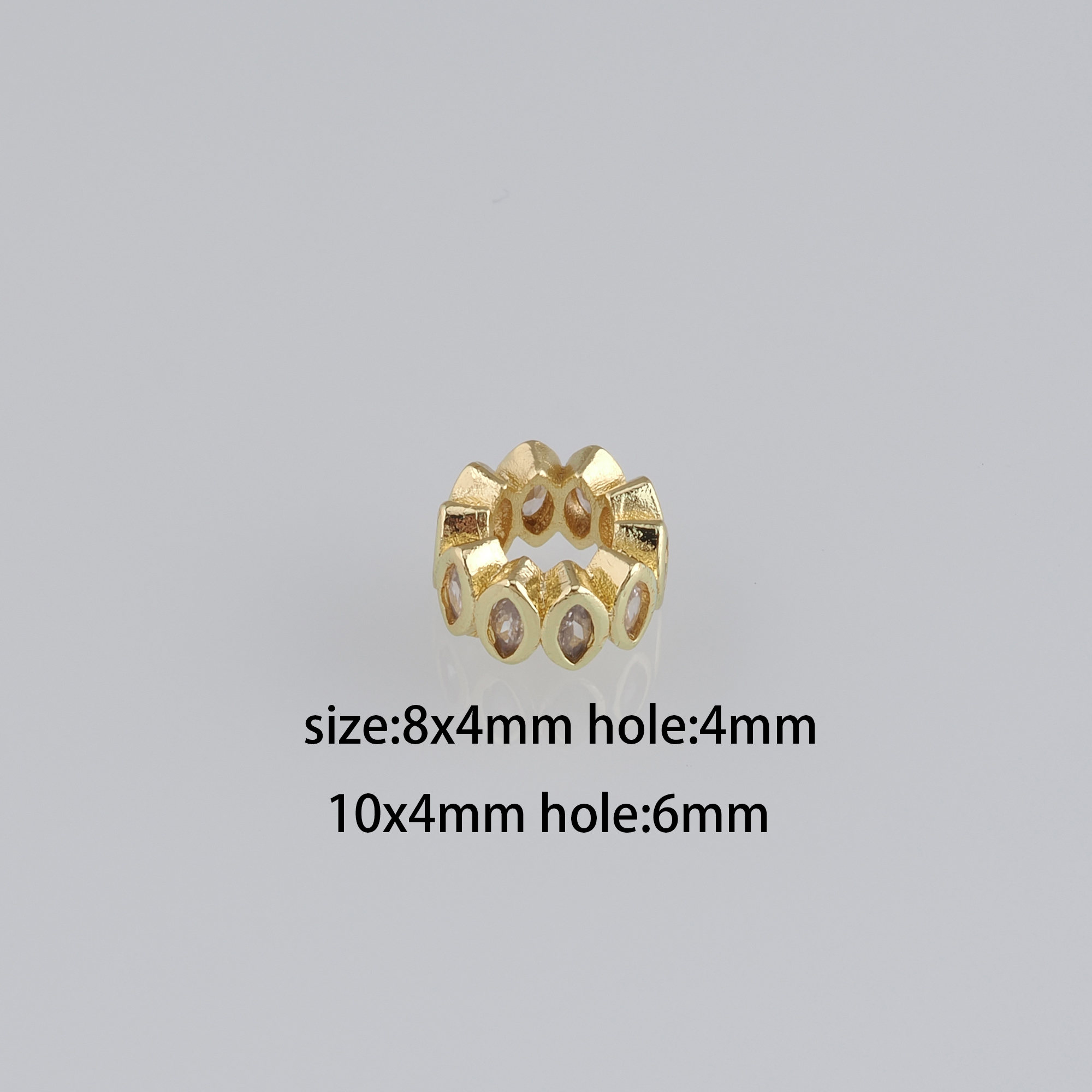 10Pcs 18K Gold Filled Round Spacer Beads,CZ Micro Pave Eye Spacer Beads,DIY Jewelry Making Supply