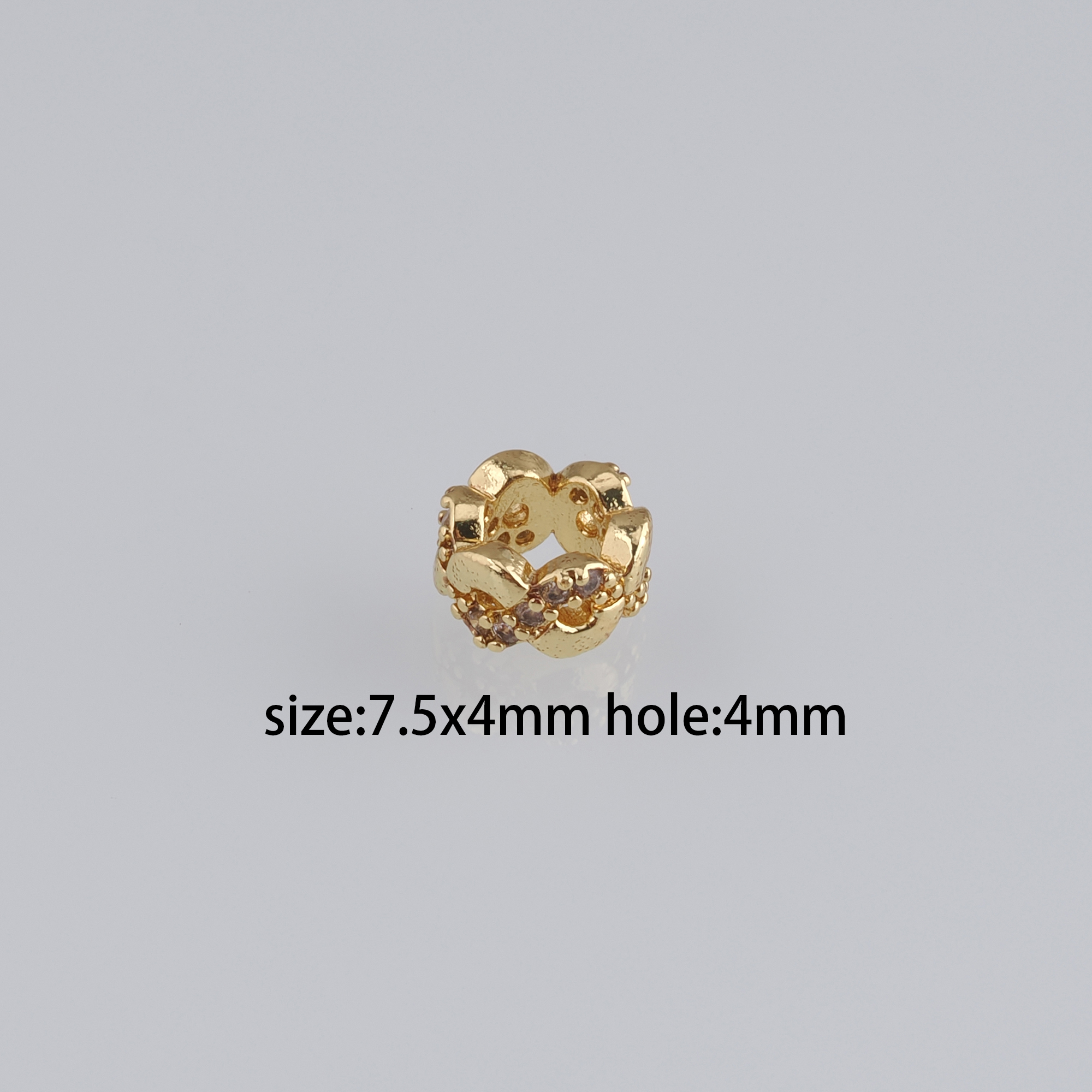20pcs 18K Gold Filled Round Spacer Beads,CZ Micro Pave Large Hole Beads for Bracelet Jewelry Necklace Making Supply