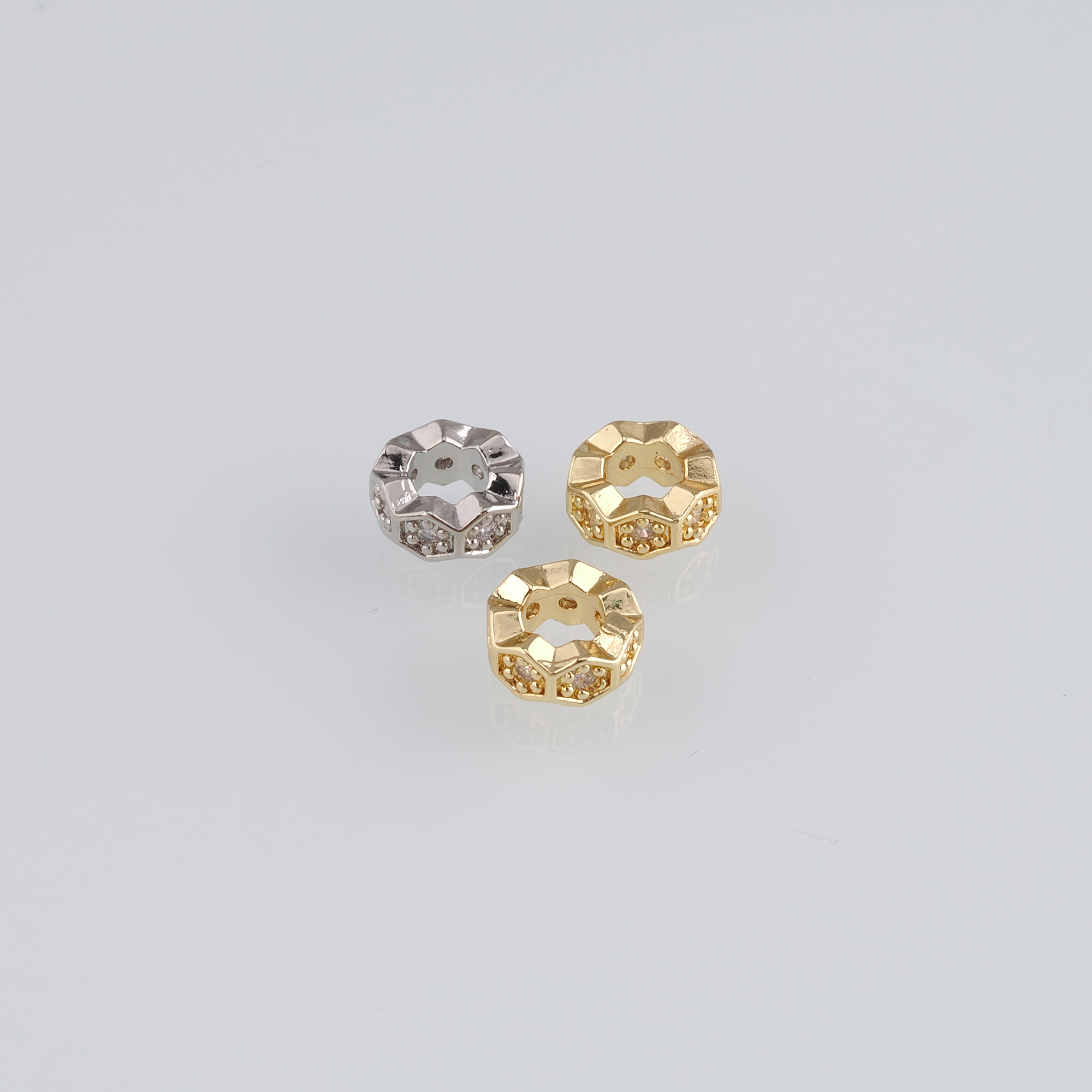 20Pcs 18K Gold Filled Hexagon Spacer Beads,CZ Micro Pave Hexagon Beads,DIY Jewelry Making Supply