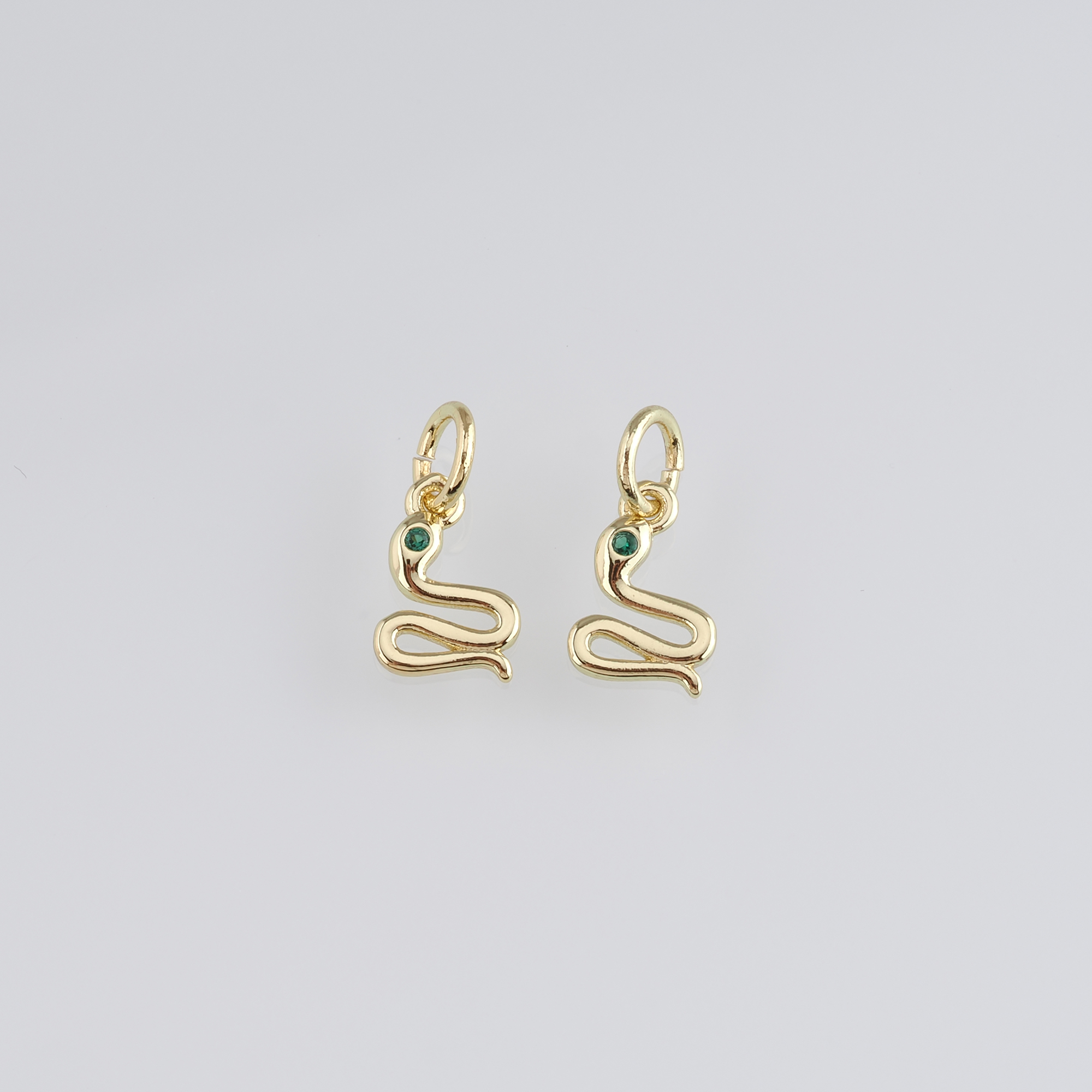 18K Gold Filled Snake Pendant,CZ Micro Pave Reptile Charm Earrings Necklace for DIY Jewelry Making Supply