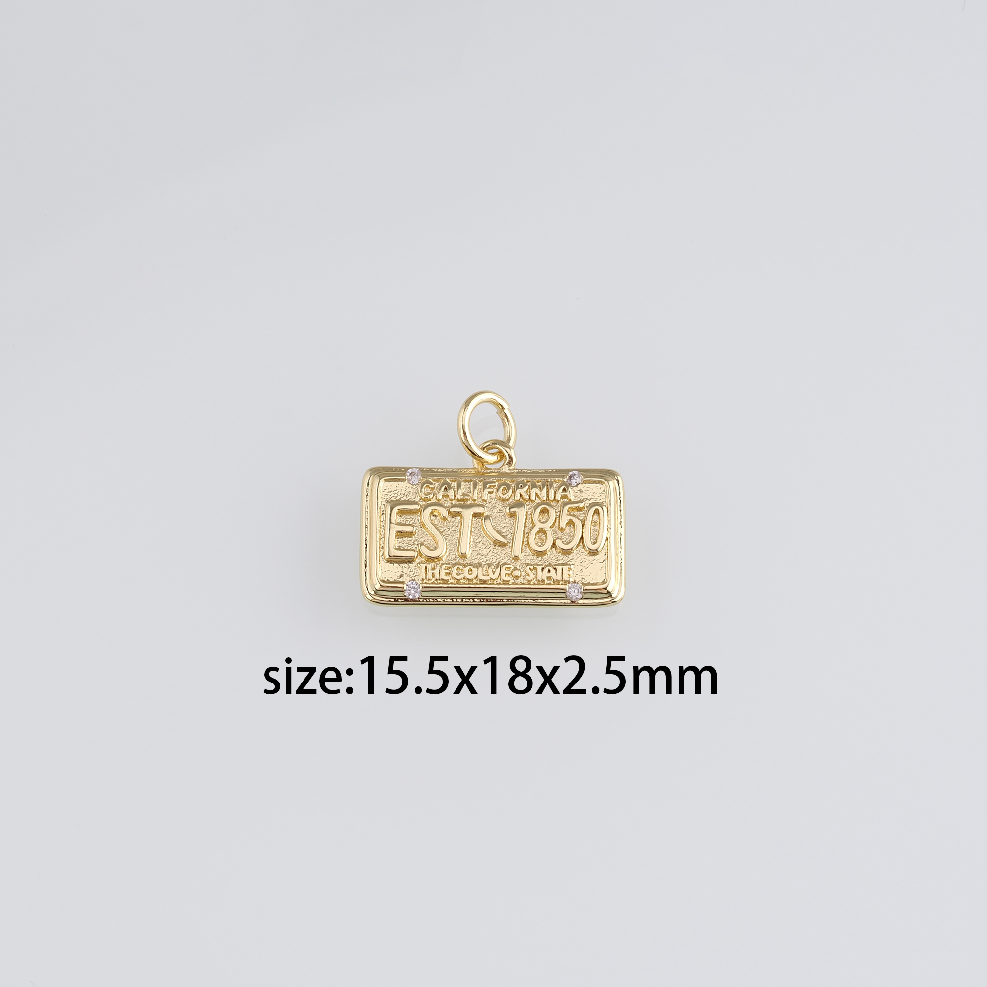 18K Gold Filled License Plate Pendant,Dainty License Plate Charm Earrings Necklace for DIY Jewelry Making Supply