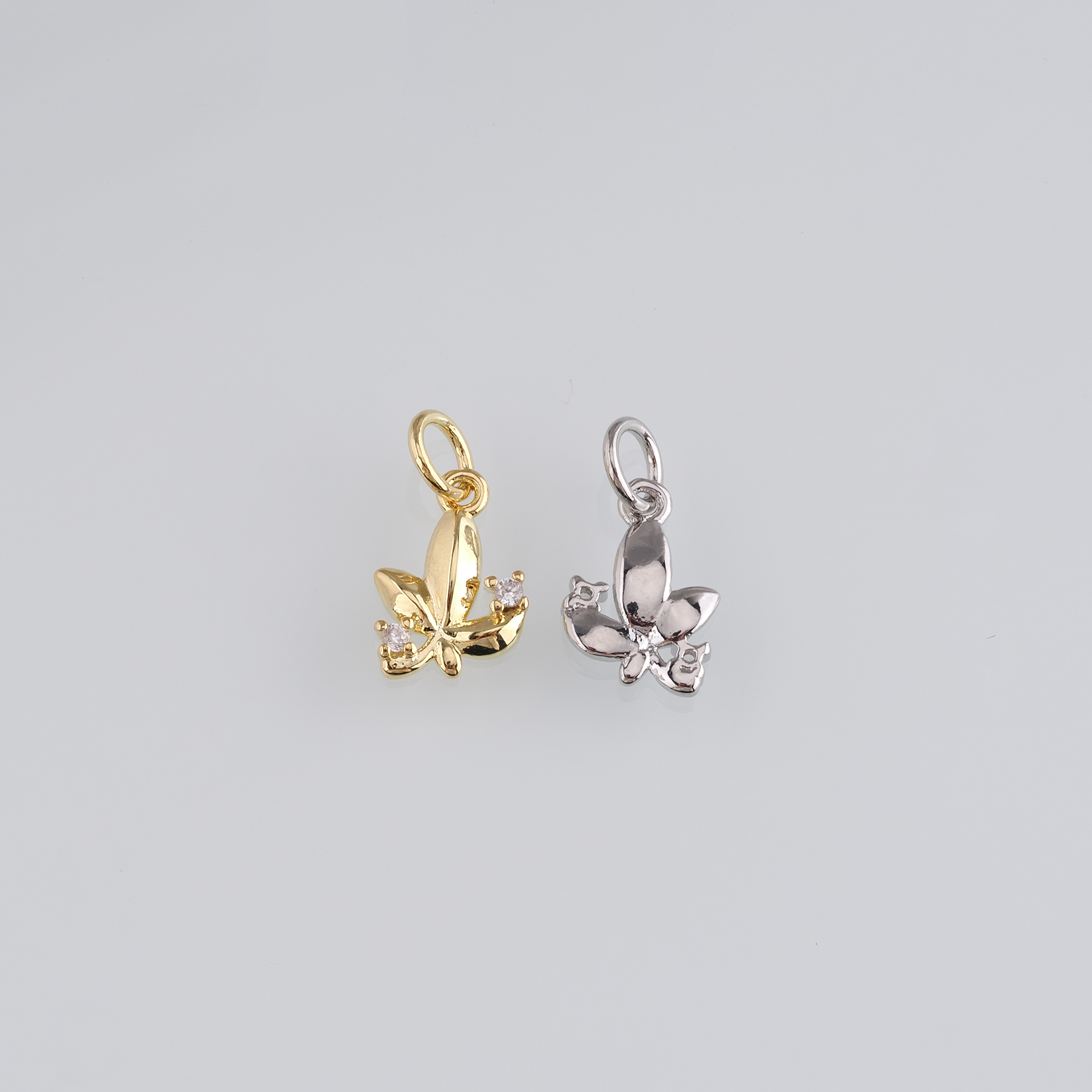 18K Gold Filled Maple Leaf Pendant,CZ Micro Pave Leaf Charm Earrings Necklace for DIY Jewelry Making Supply