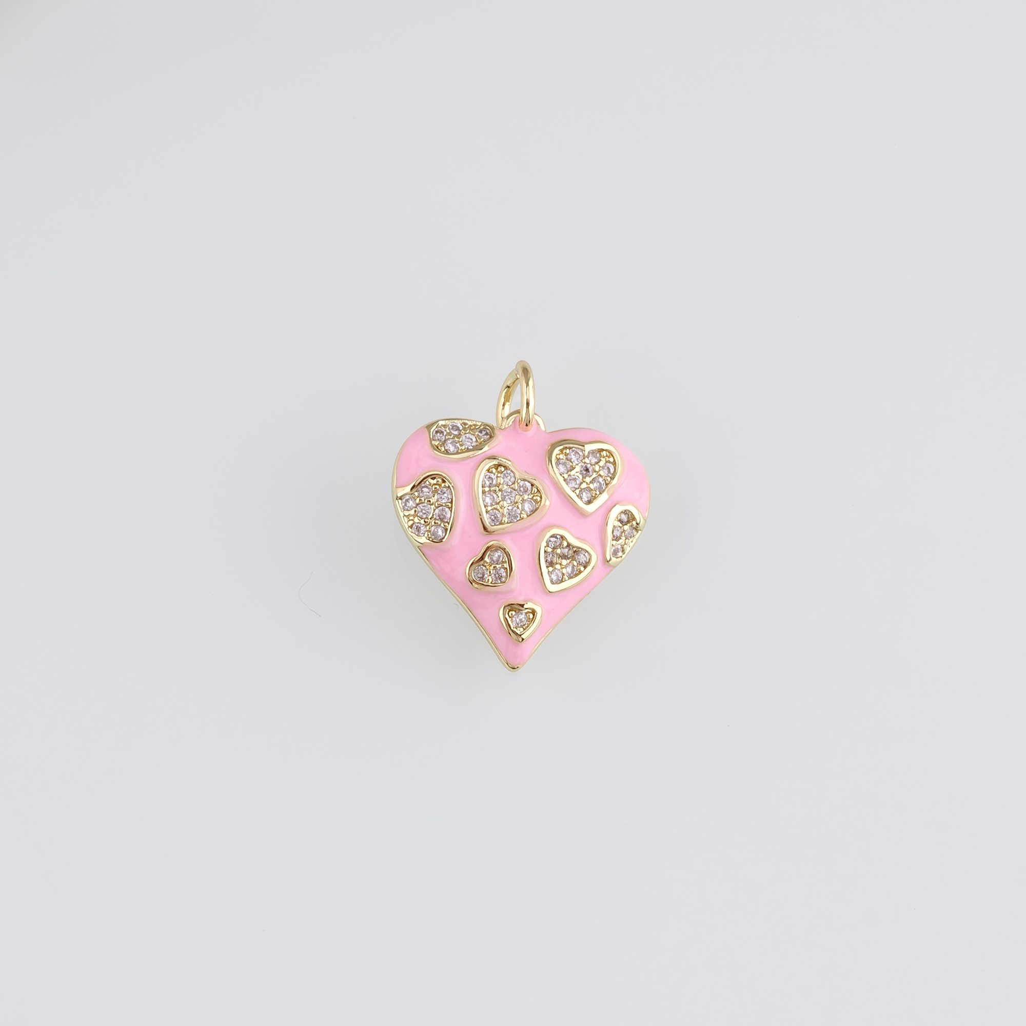 18K Gold Filled Heart Pendant,Enamel Heart Charm Earrings Necklace for DIY Jewelry Making Supply