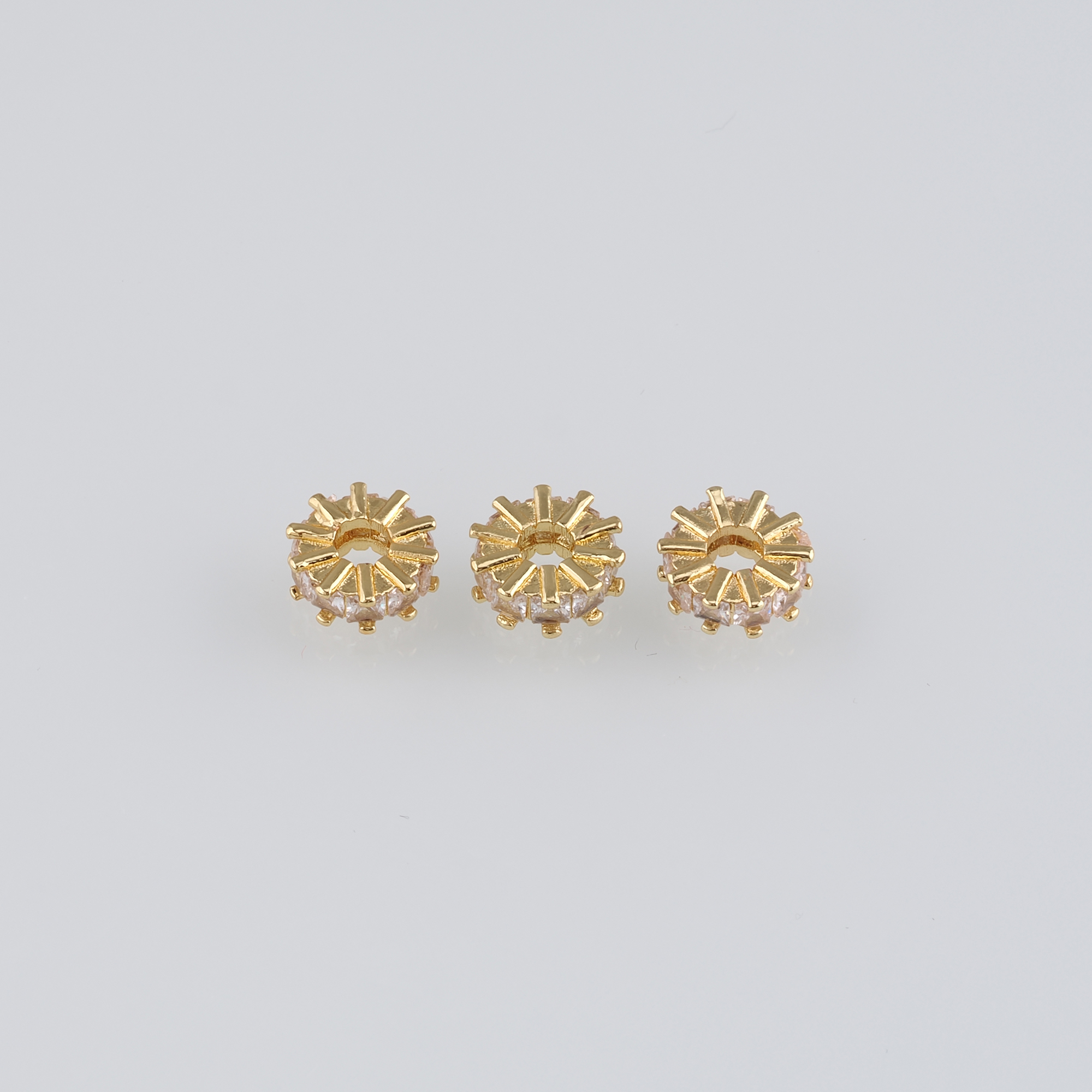 10Pcs 18K Gold Filled Round Flat Spacer Beads,CZ Micro Pave Round Spacer Beads,DIY Jewelry Making Supply