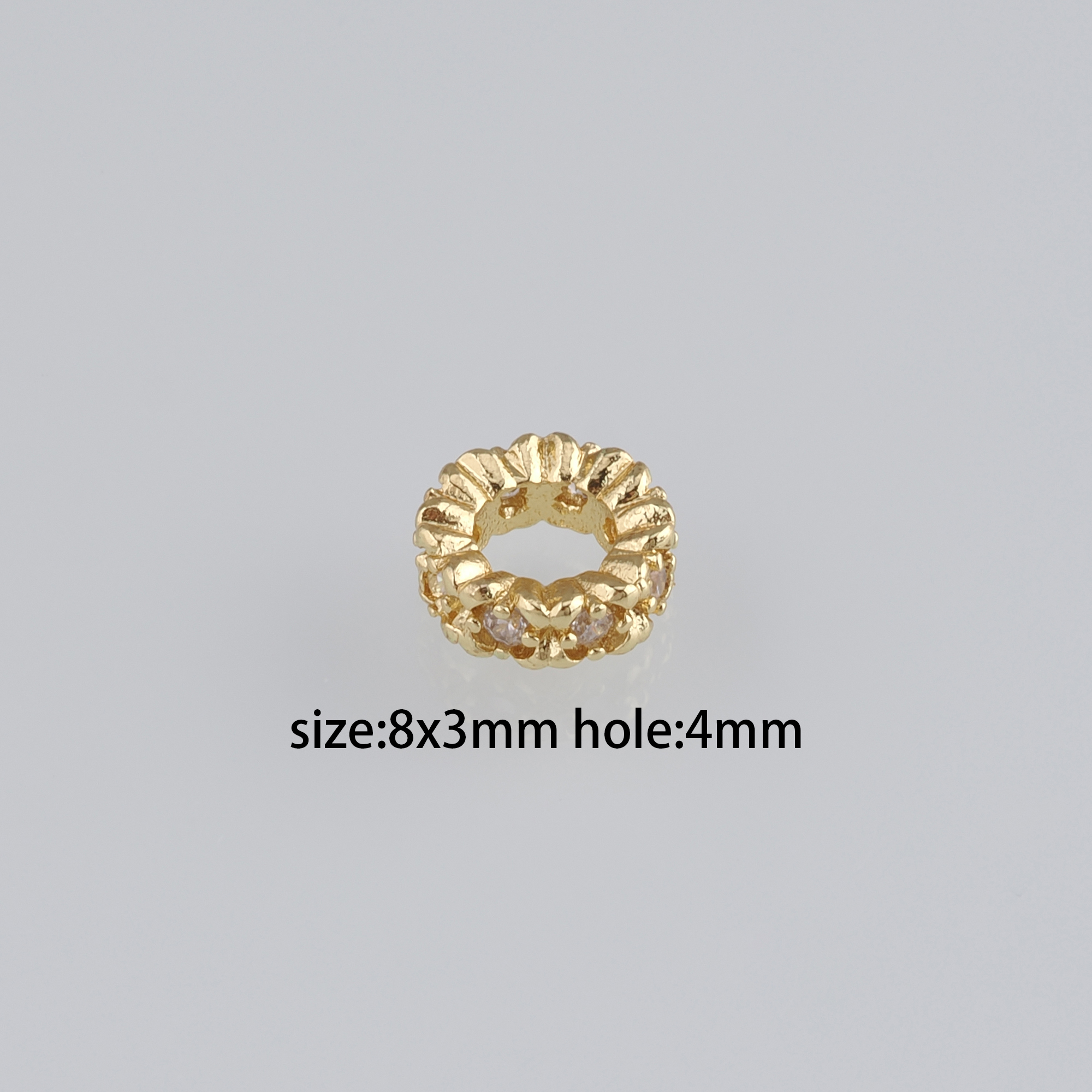 10Pcs 18K Gold Filled Round Flat Spacer Beads,CZ Micro Pave Round Spacer Beads,DIY Jewelry Making Supply