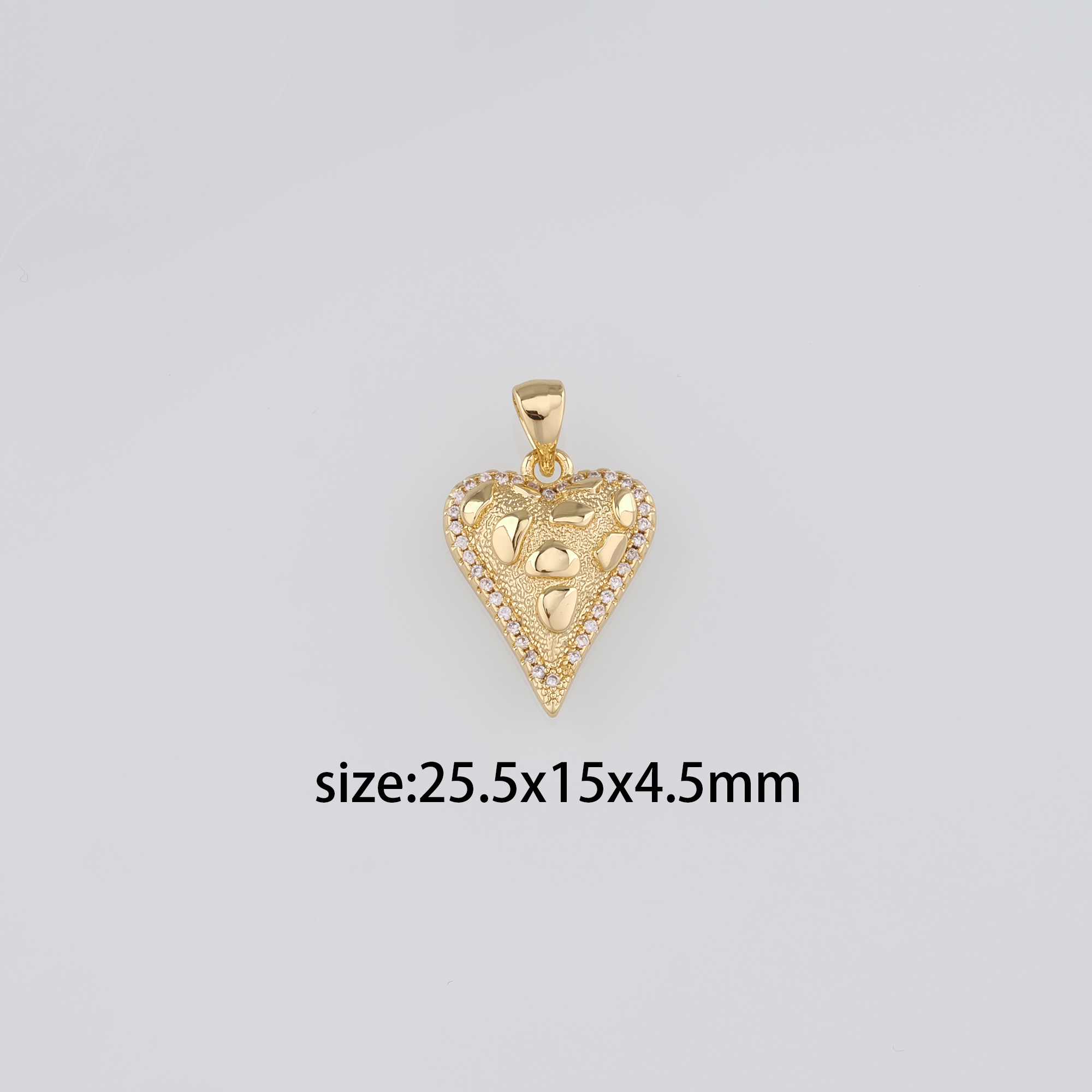 18K Gold Filled Heart Pendant,CZ Micro Pave Heart Charm Earrings Necklace for DIY Jewelry Making Supply
