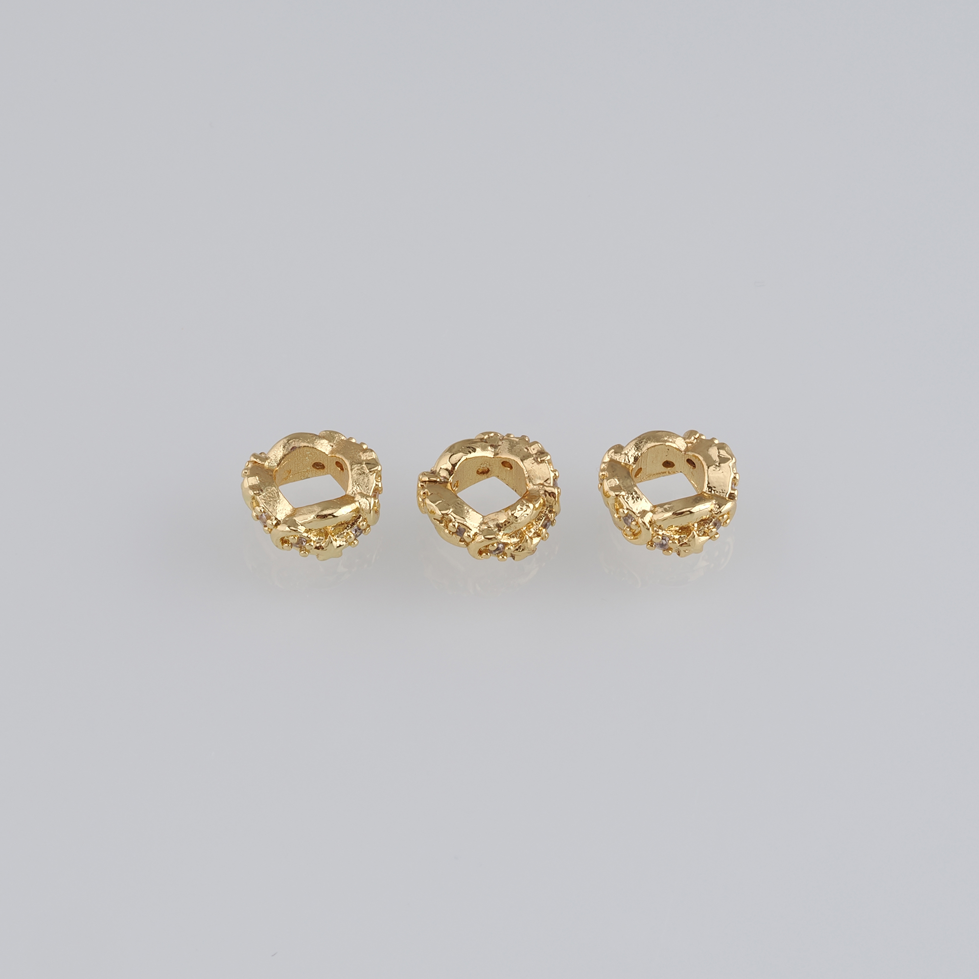 10Pcs 18K Gold Filled Star Spacer Beads,Celestial Bead,CZ Micro Pave Star Moon Beads,DIY Jewelry Making Supply