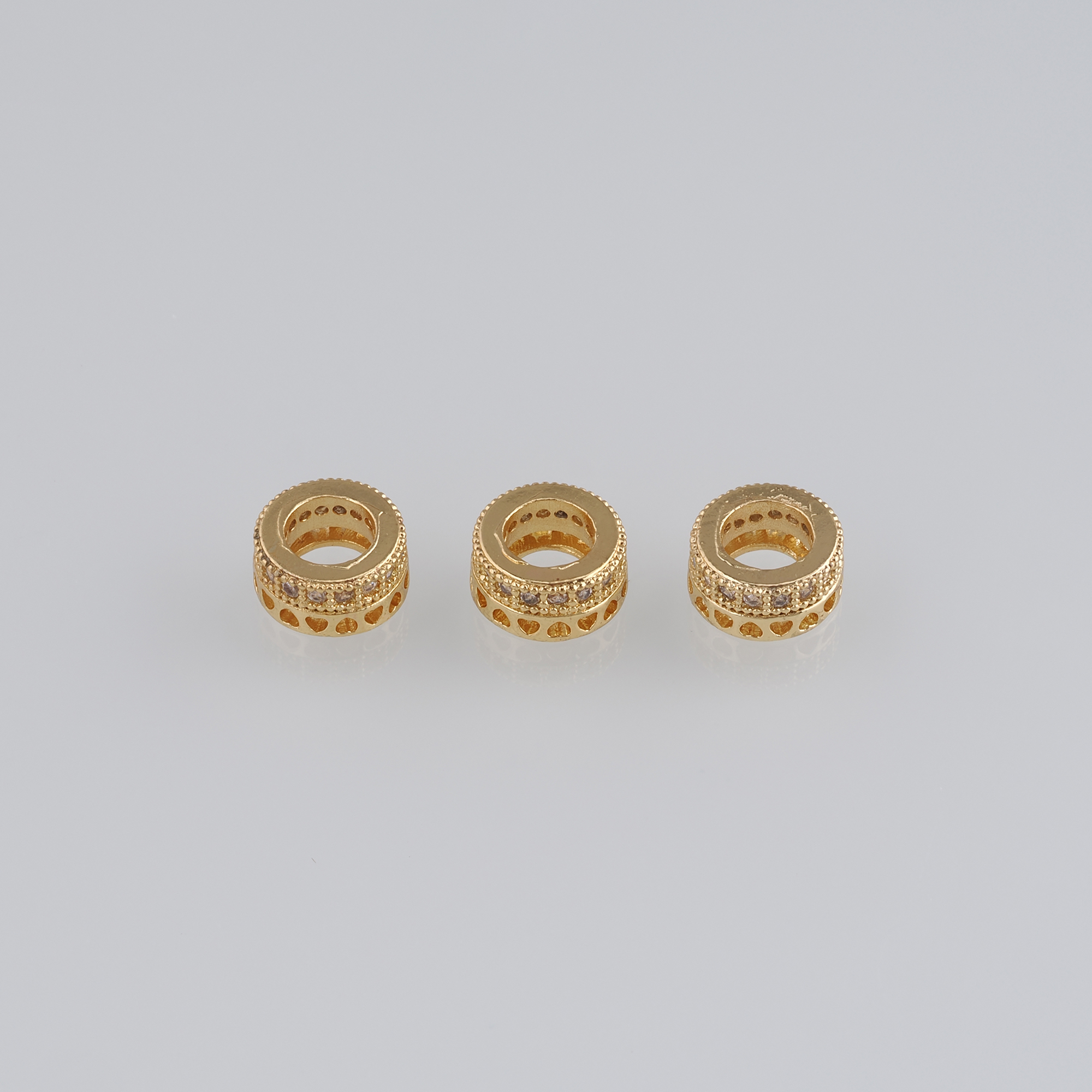 10Pcs 18K Gold Filled Heart Spacer Beads,CZ Micro Pave Heart Beads,DIY Jewelry Making Supply