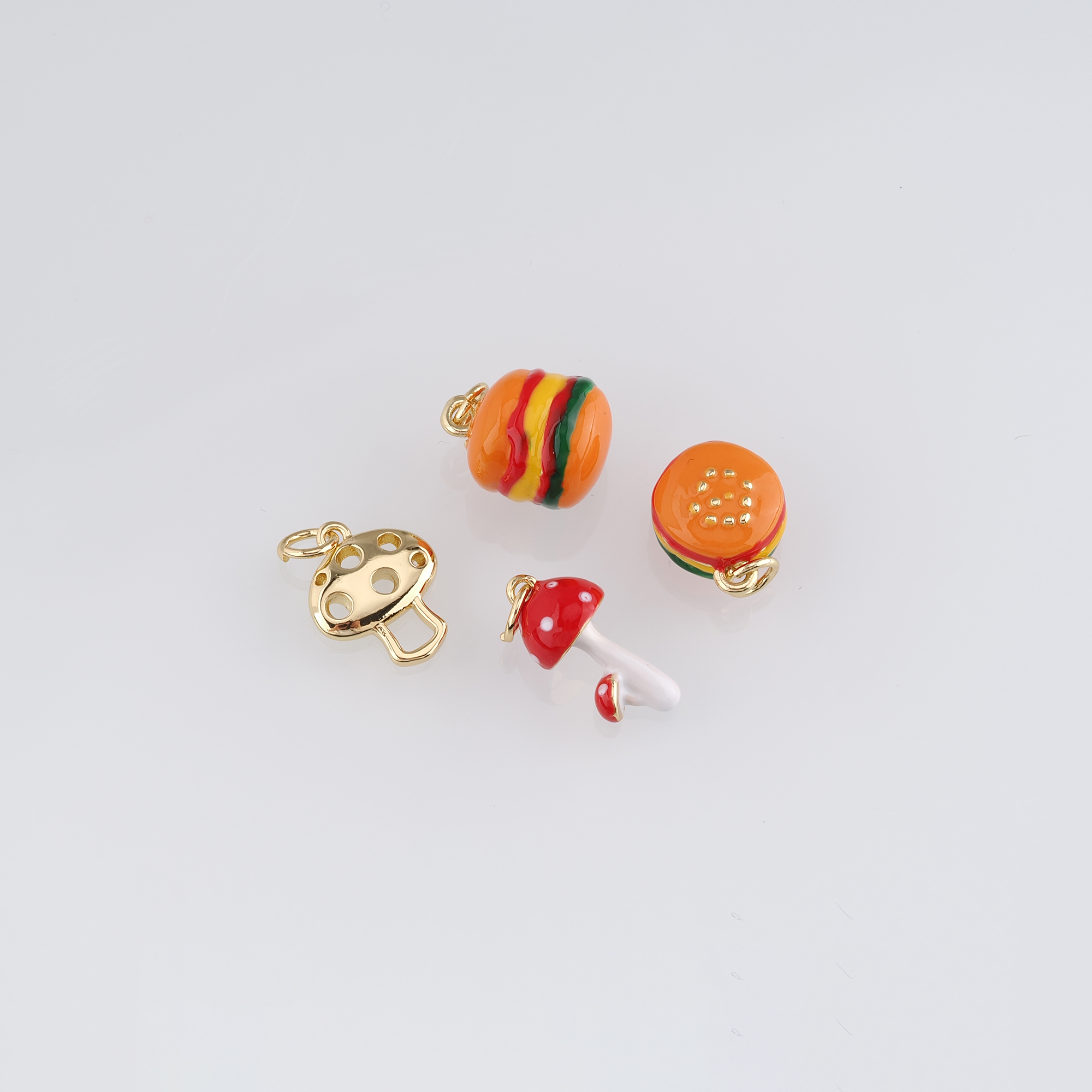 18K Gold Filled Hamburger Pendant,Mushroom Charm Earrings Necklace for DIY Jewelry Making Supply