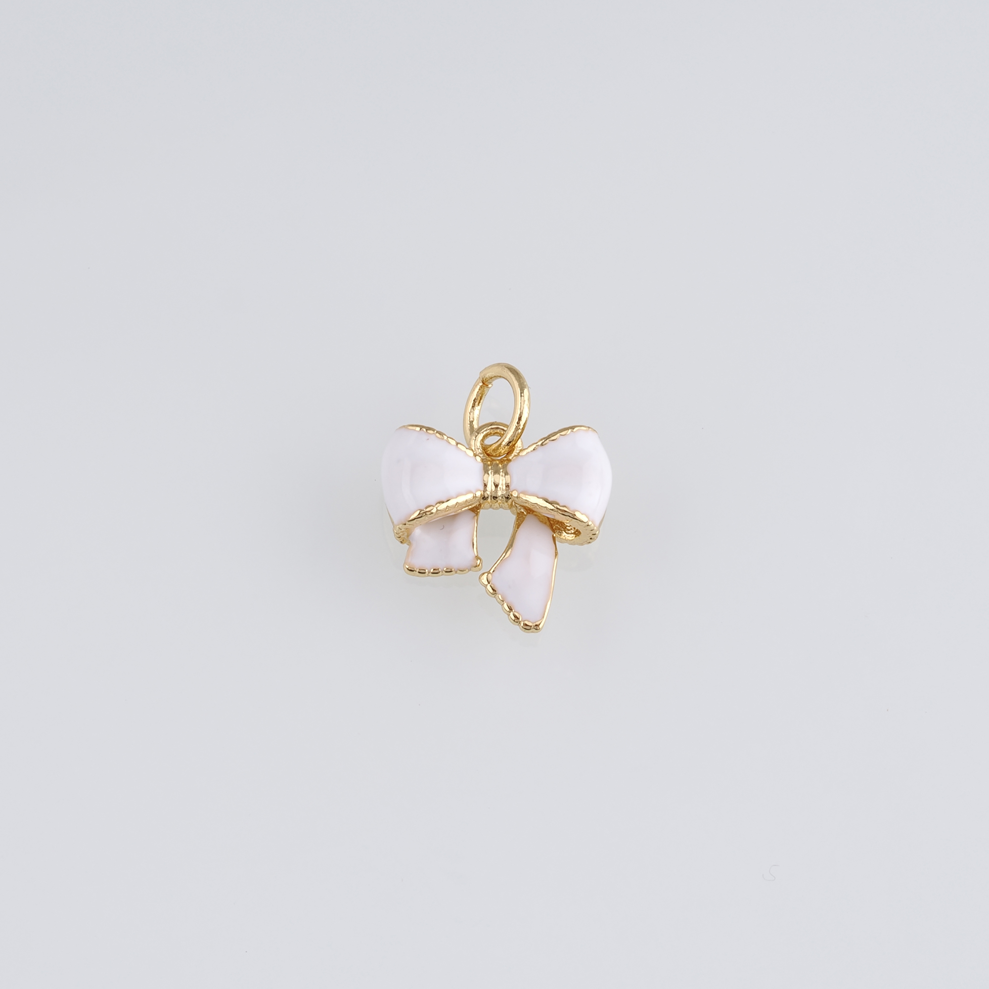18K Gold Filled Bow Pendant,Enamel Bow Charm Earrings Necklace for DIY Jewelry Making Supply