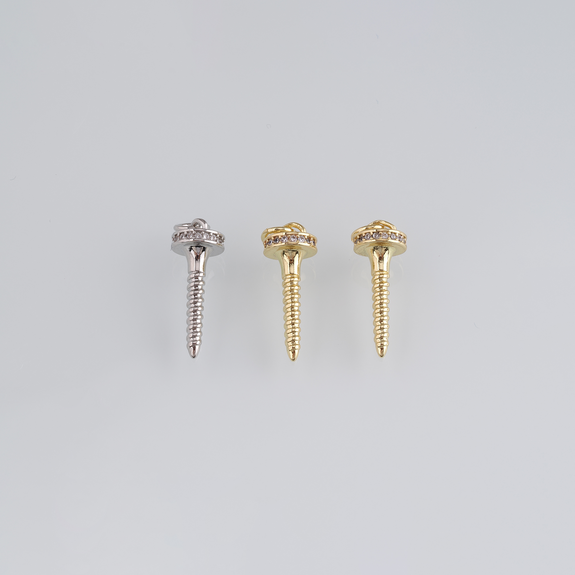 18K Gold Filled Screw Pendant,CZ Micro Pave Screw Charm Earrings Necklace for DIY Jewelry Making Supply