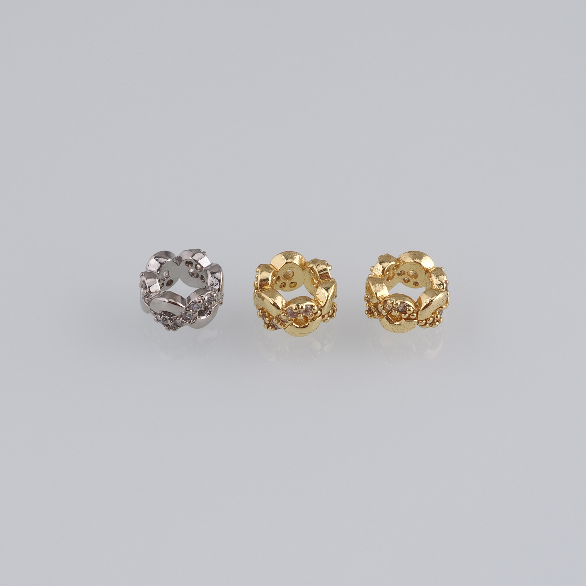20pcs 18K Gold Filled Round Spacer Beads,CZ Micro Pave Large Hole Beads for Bracelet Jewelry Necklace Making Supply