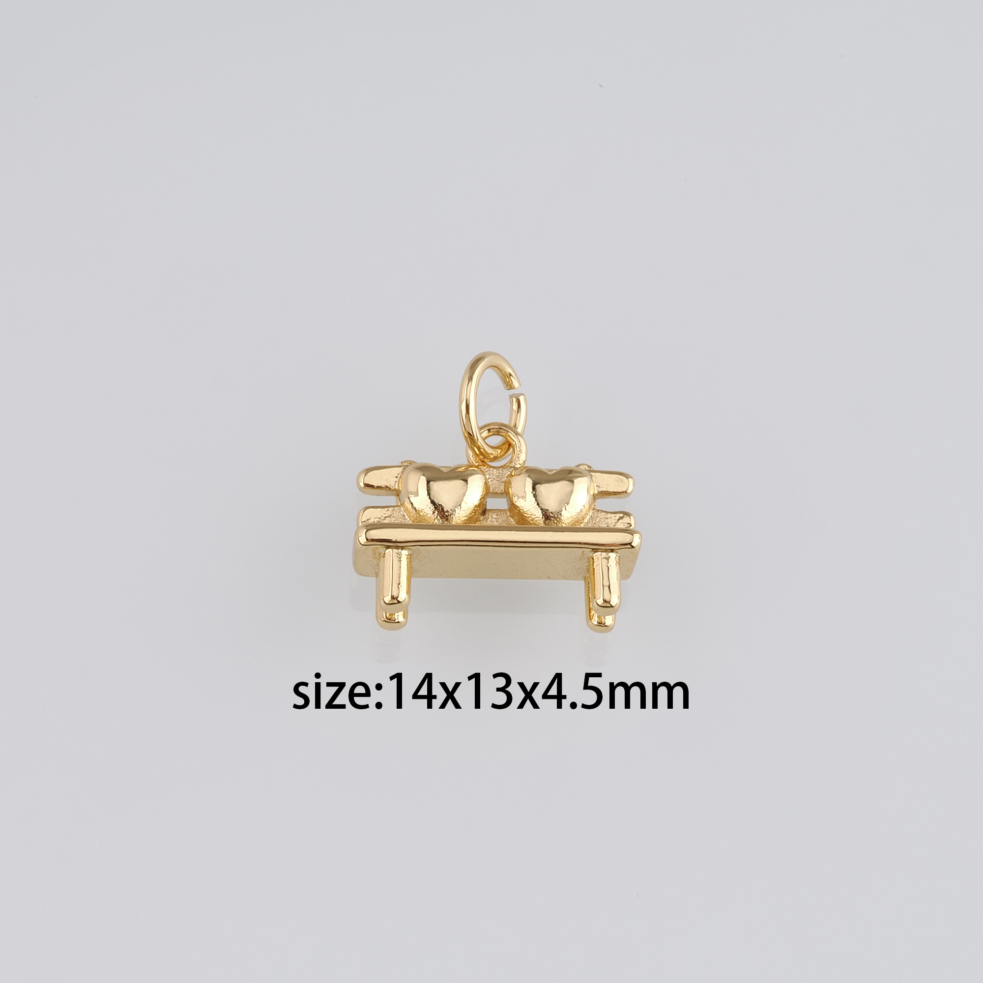 18K Gold Filled Heart Bench Pendant,Park Bench Charm Earrings Necklace for DIY Jewelry Making Supply